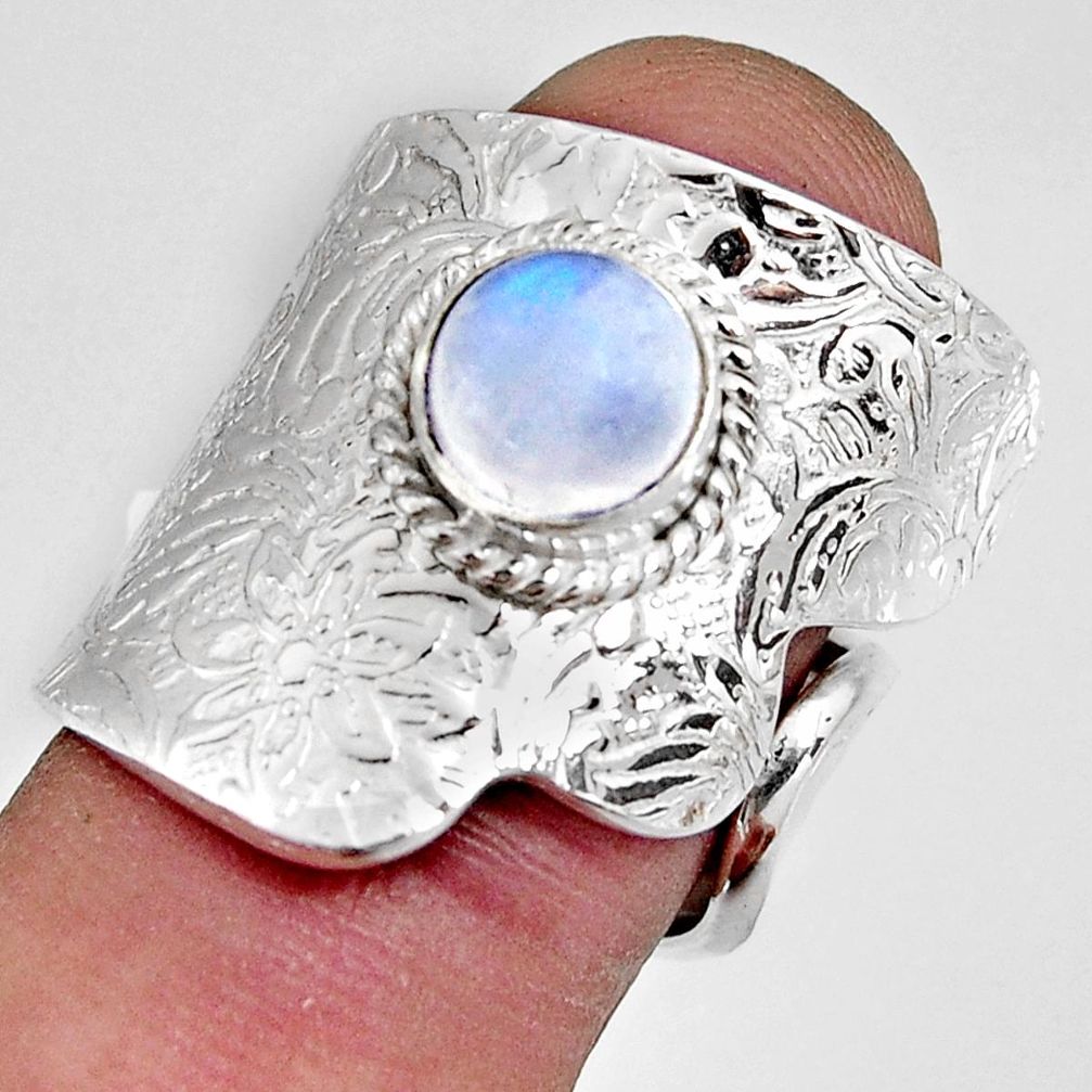 2.11cts natural rainbow moonstone 925 silver adjustable ring size 7 r10756