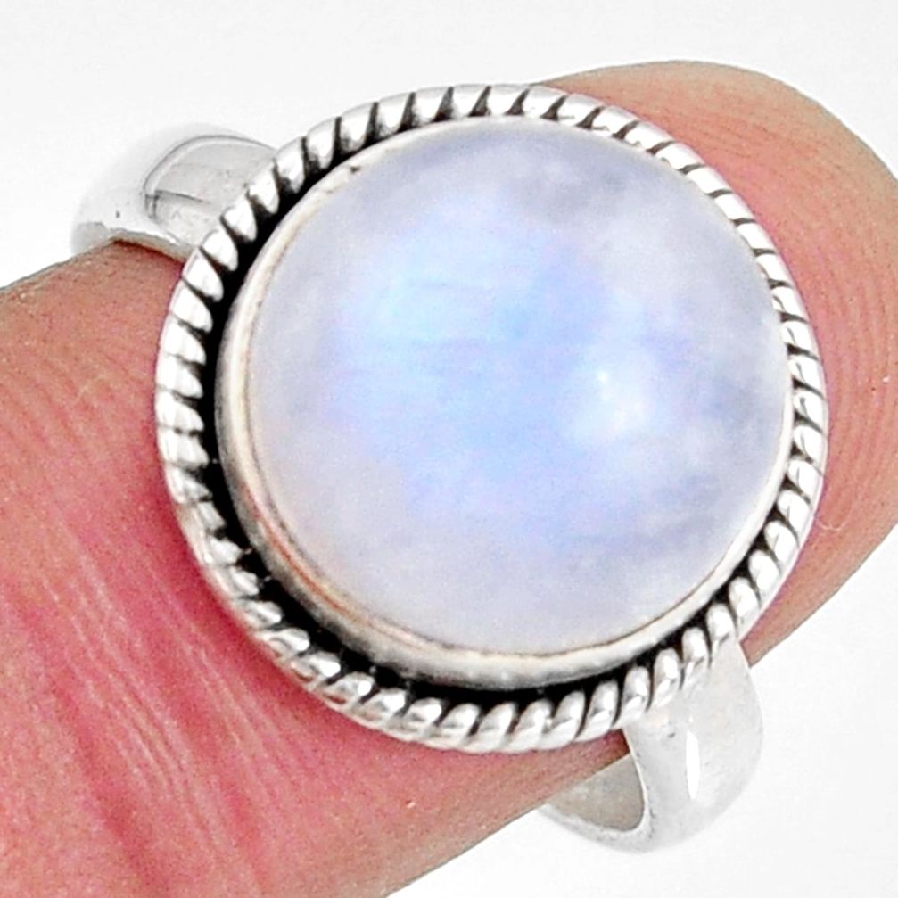 7.66cts natural rainbow moonstone 925 silver solitaire ring size 8.5 r10783