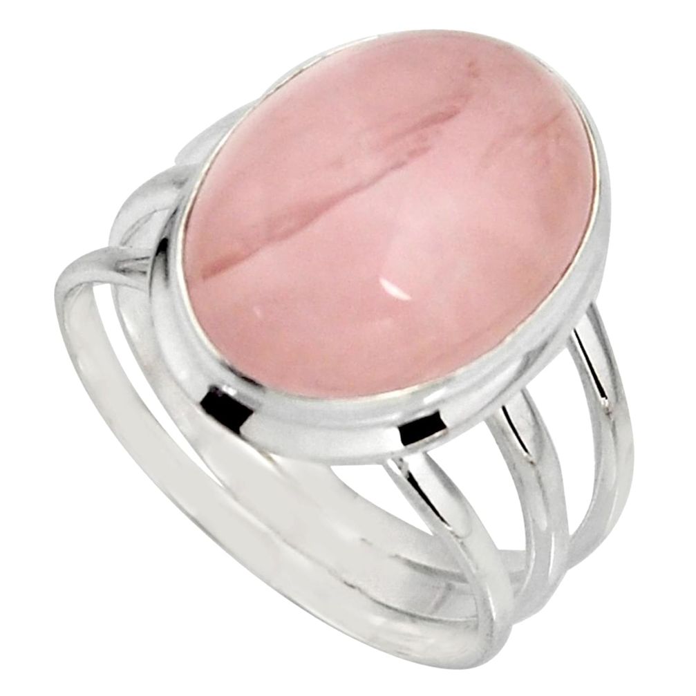 13.07cts natural pink rose quartz 925 silver solitaire ring size 10.5 r10898