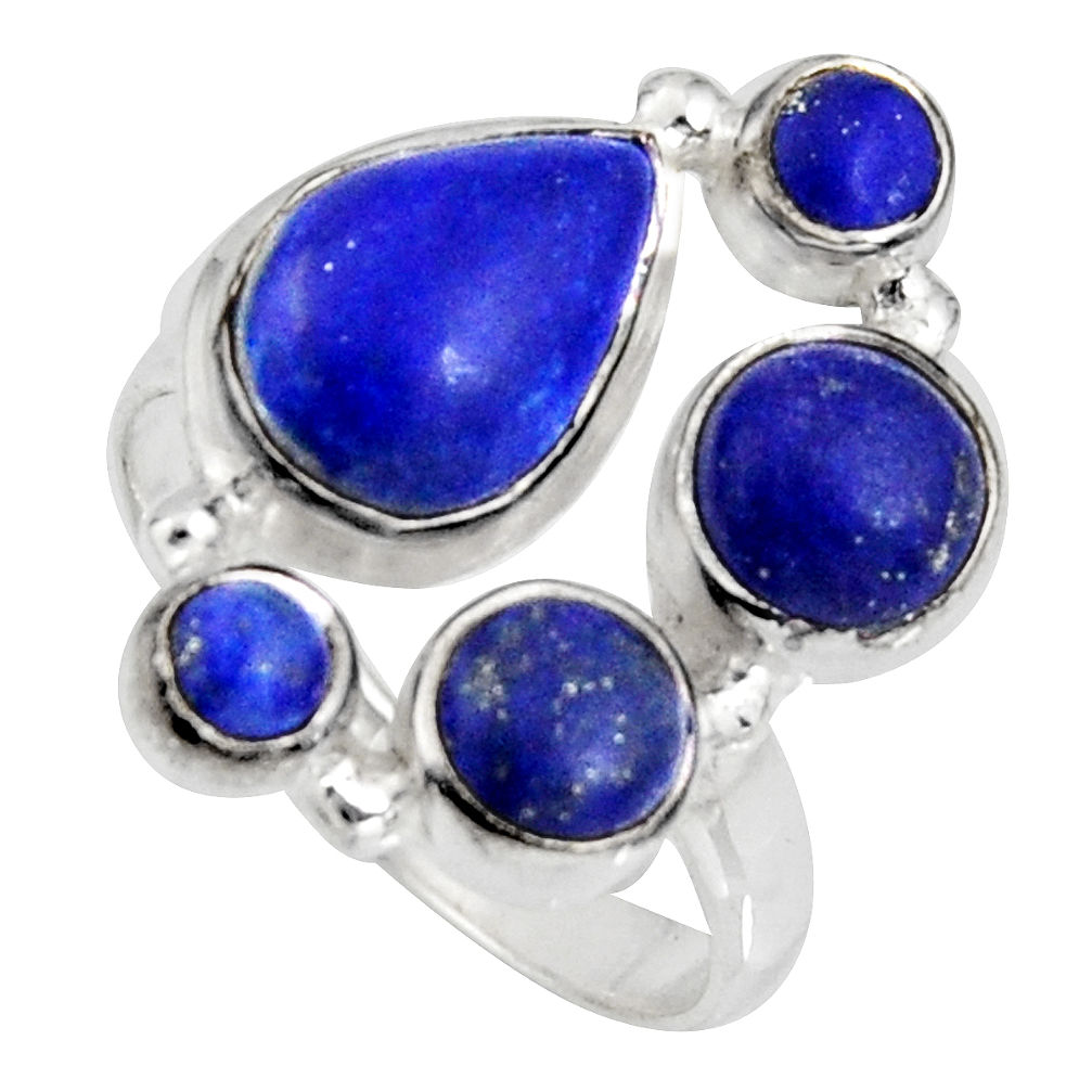 8.17cts natural blue lapis lazuli 925 sterling silver ring jewelry size 9 r10931