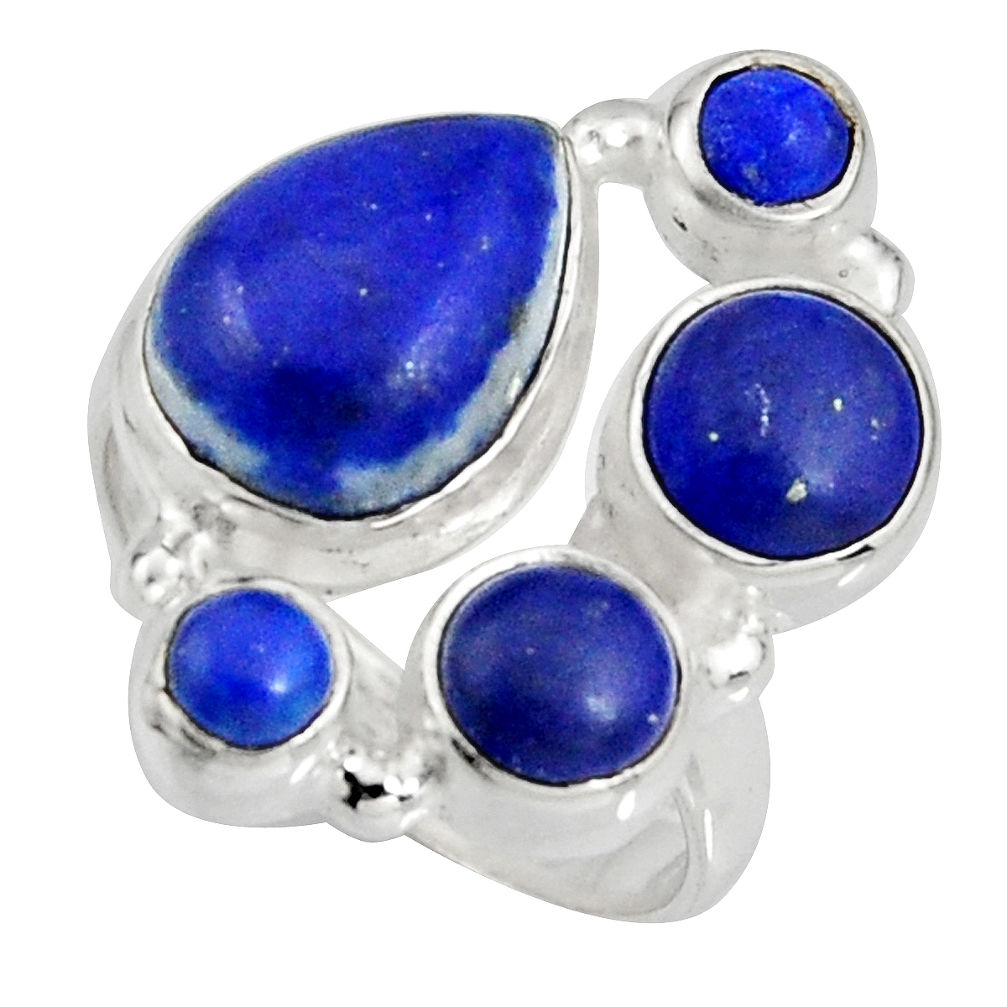 8.27cts natural blue lapis lazuli 925 sterling silver ring jewelry size 7 r10934