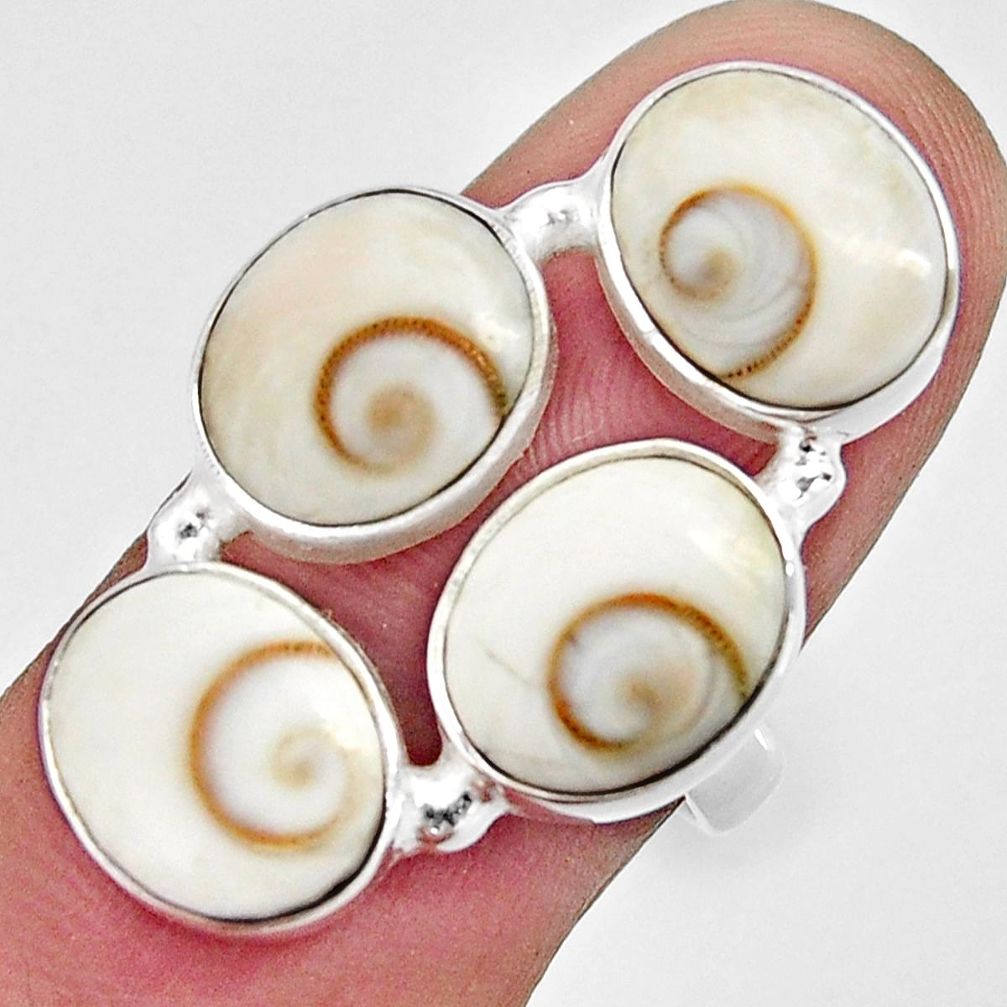 16.46cts natural white shiva eye 925 sterling silver ring jewelry size 8 r10939
