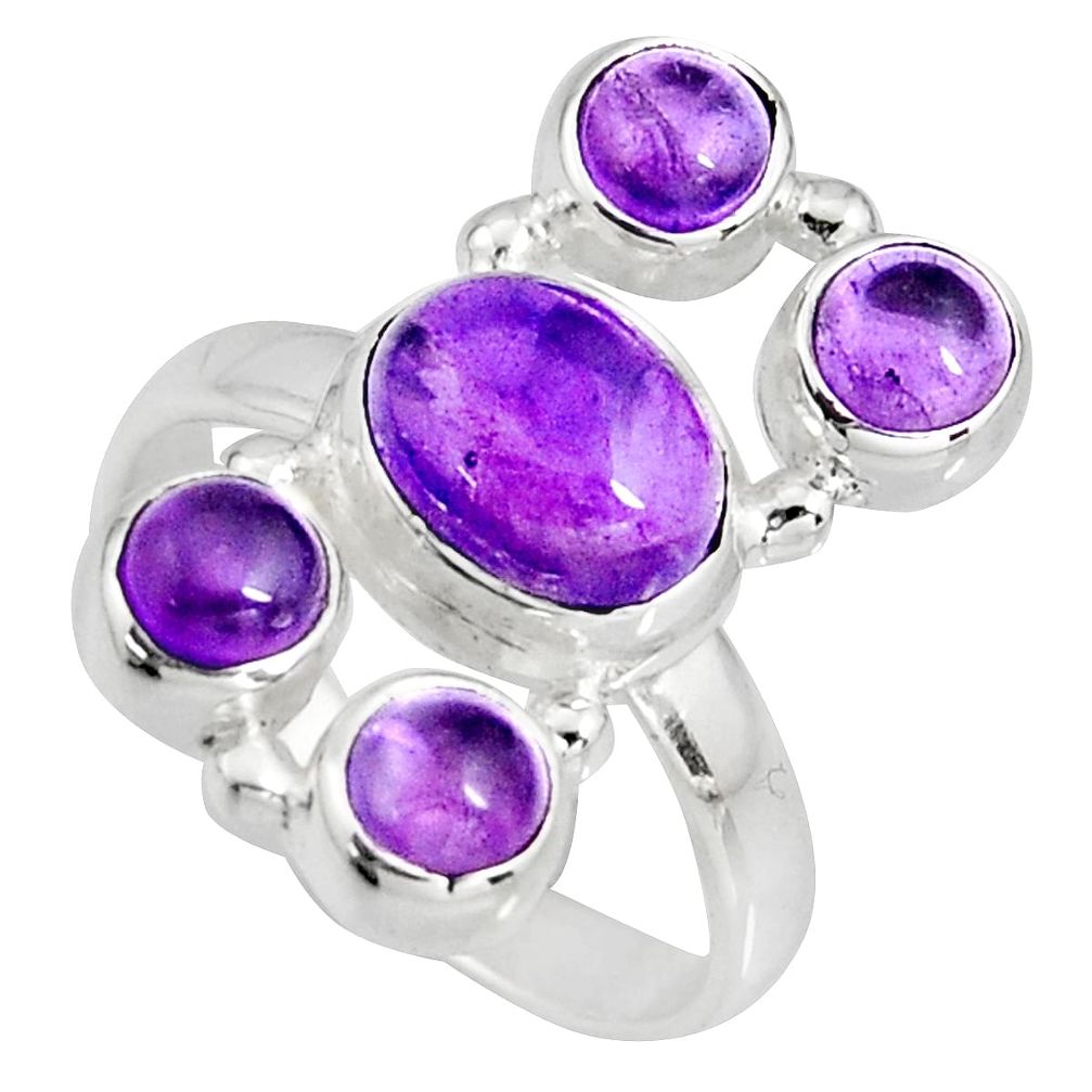 6.48cts natural purple amethyst 925 sterling silver ring jewelry size 7.5 r10947