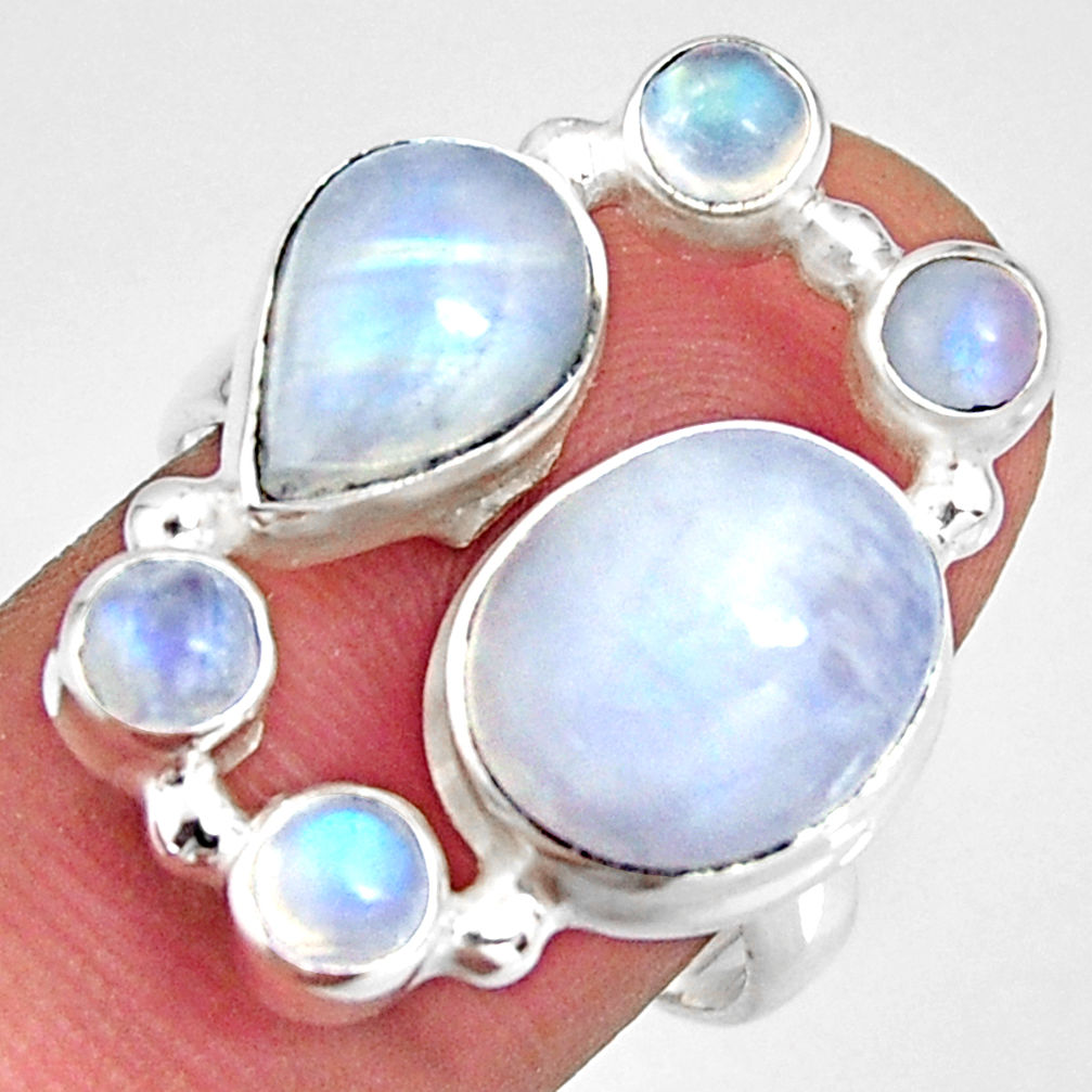 8.42cts natural rainbow moonstone 925 sterling silver ring jewelry size 8 r10961