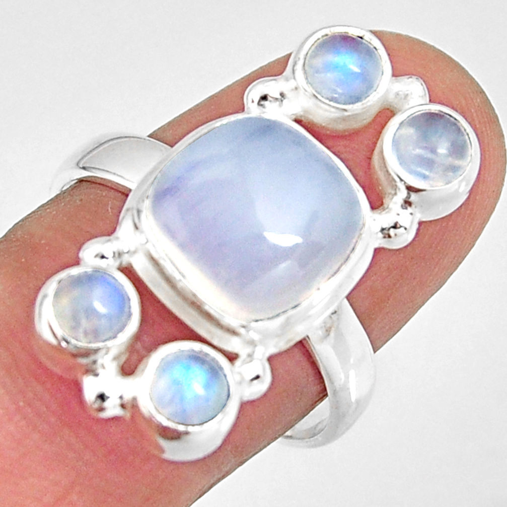 8.14cts natural rainbow moonstone 925 sterling silver ring jewelry size 8 r10965