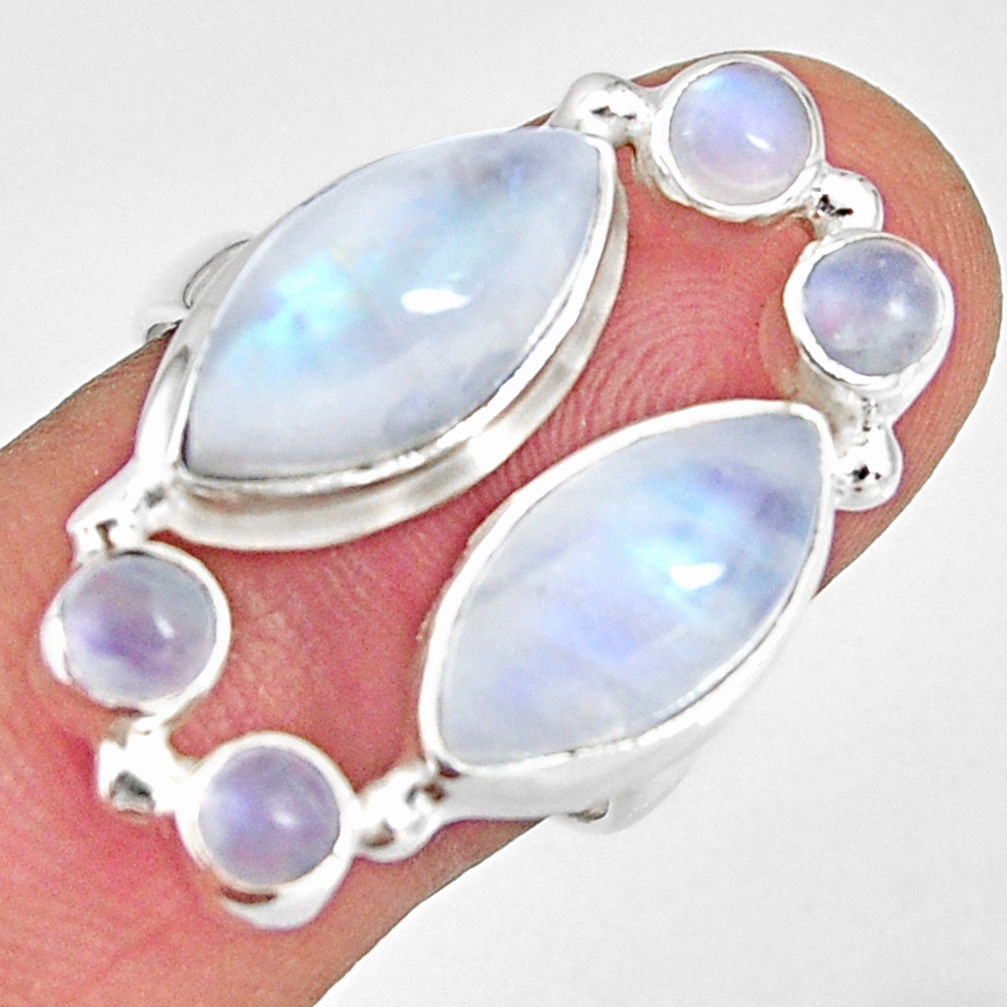 14.88cts natural rainbow moonstone 925 sterling silver ring size 8 r10966