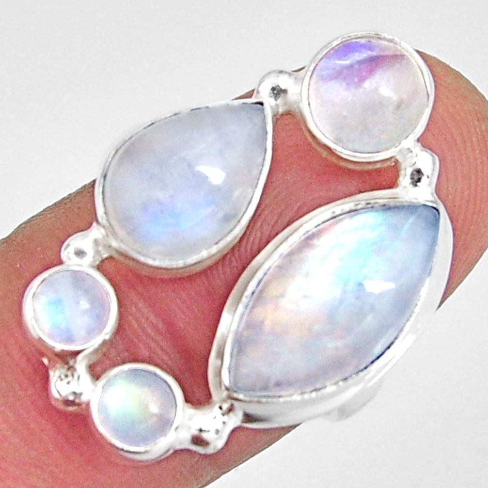 11.02cts natural rainbow moonstone 925 sterling silver ring size 7 r10967