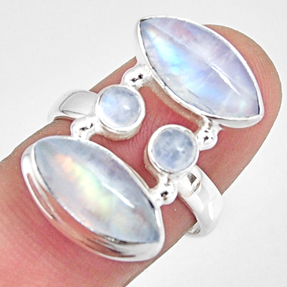 14.23cts natural rainbow moonstone 925 sterling silver ring size 7 r10970
