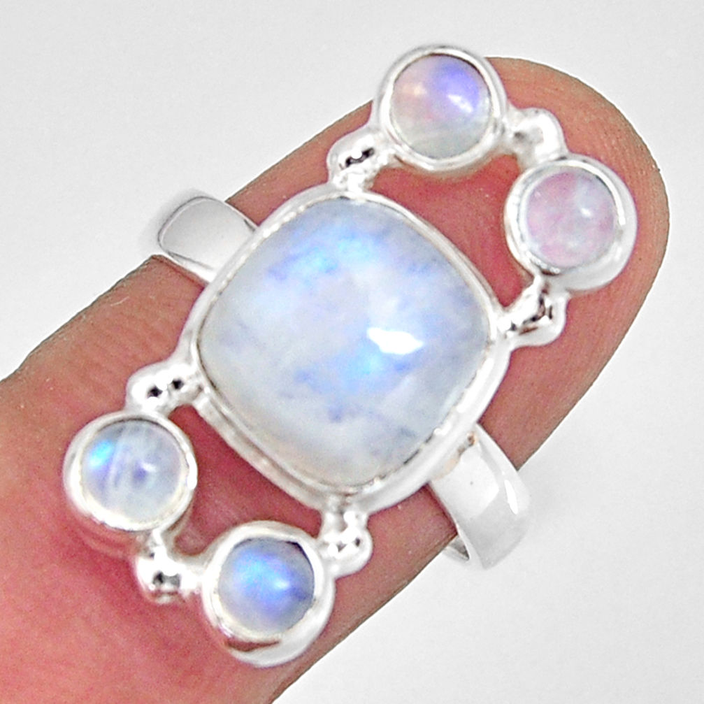925 sterling silver 7.84cts natural rainbow moonstone ring size 7.5 r10974