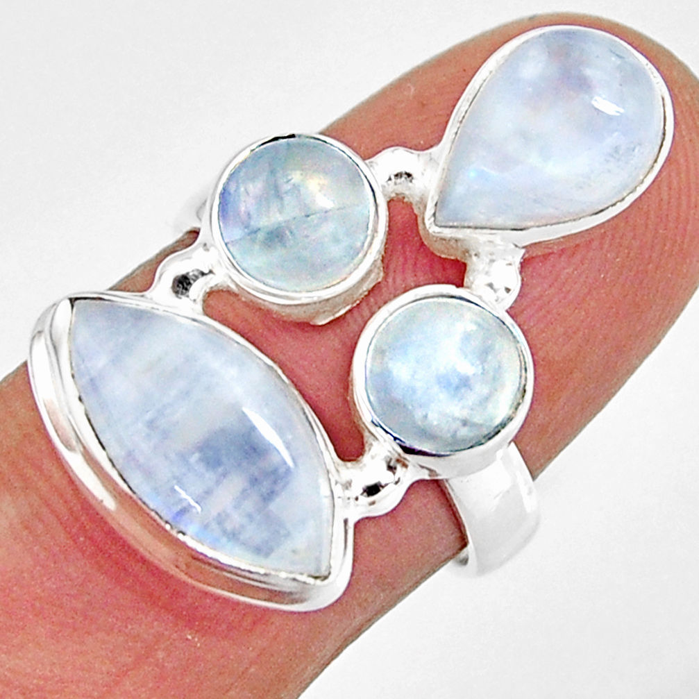 12.04cts natural rainbow moonstone 925 sterling silver ring size 7 r10977