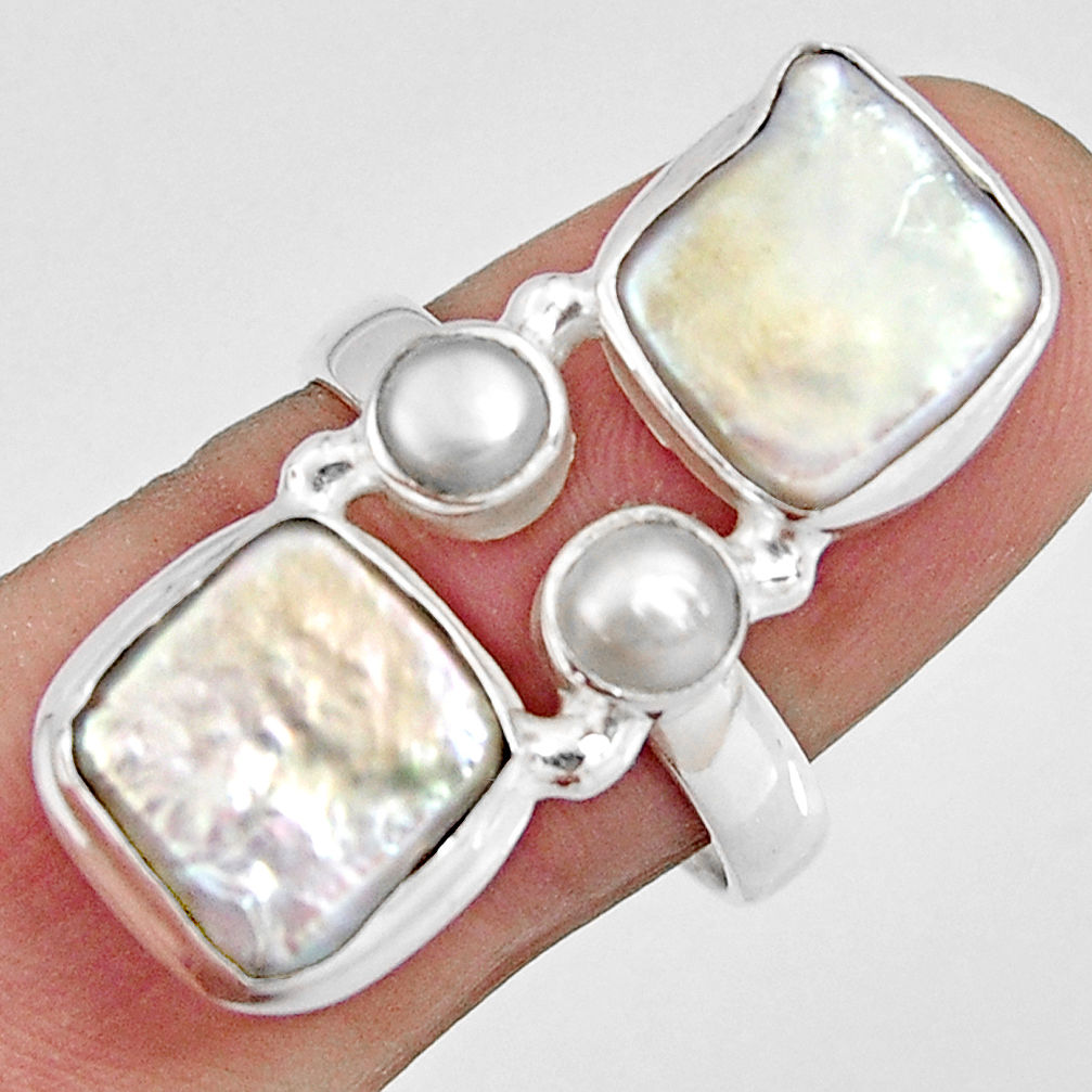 11.30cts natural white pearl 925 sterling silver ring jewelry size 8 r10983