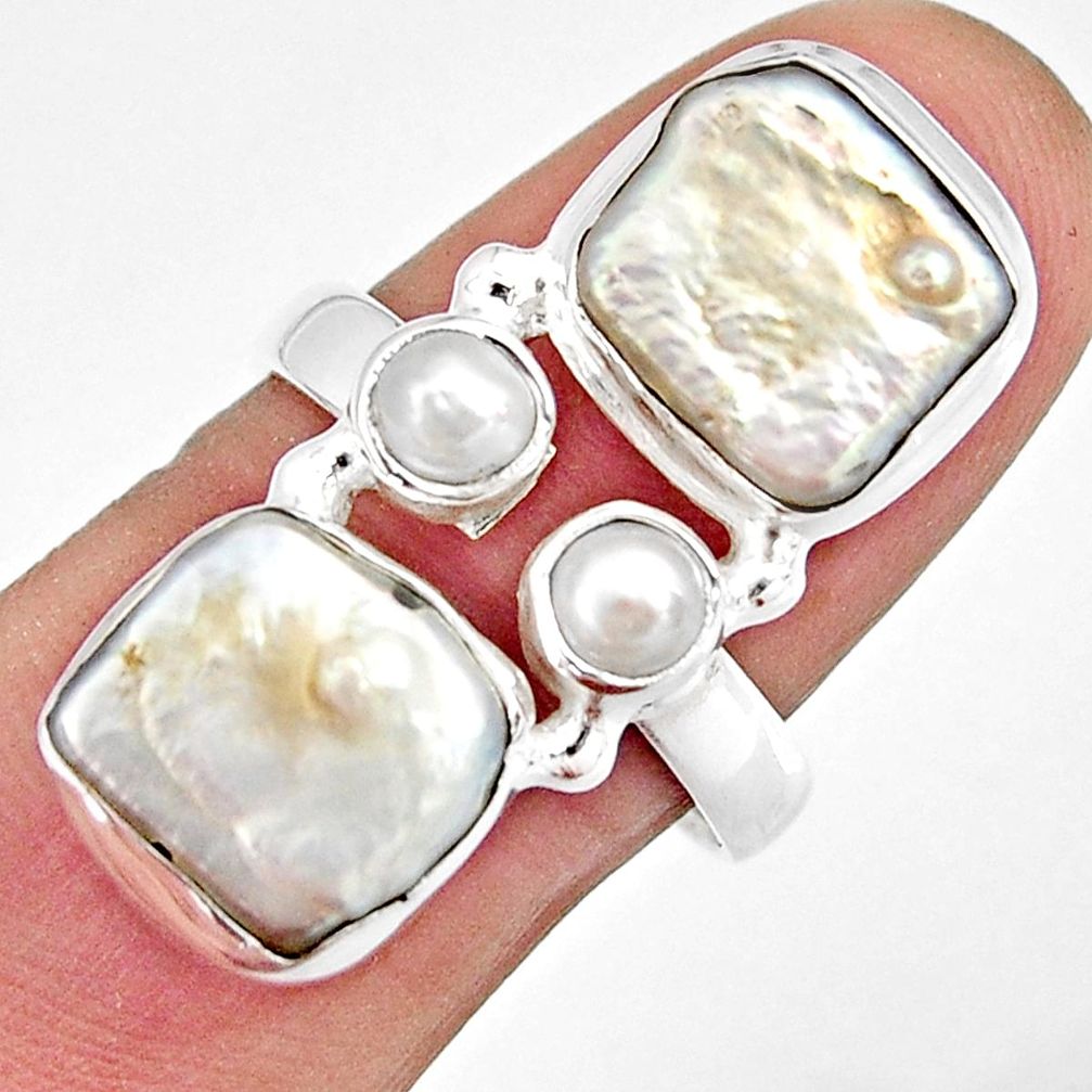 11.37cts natural white pearl 925 sterling silver ring jewelry size 8 r10986
