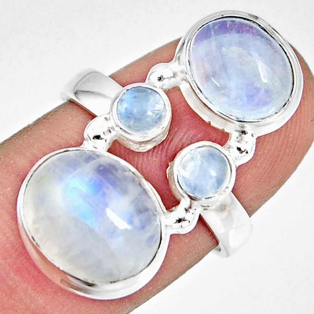 925 sterling silver 8.14cts natural rainbow moonstone oval ring size 6.5 r10989