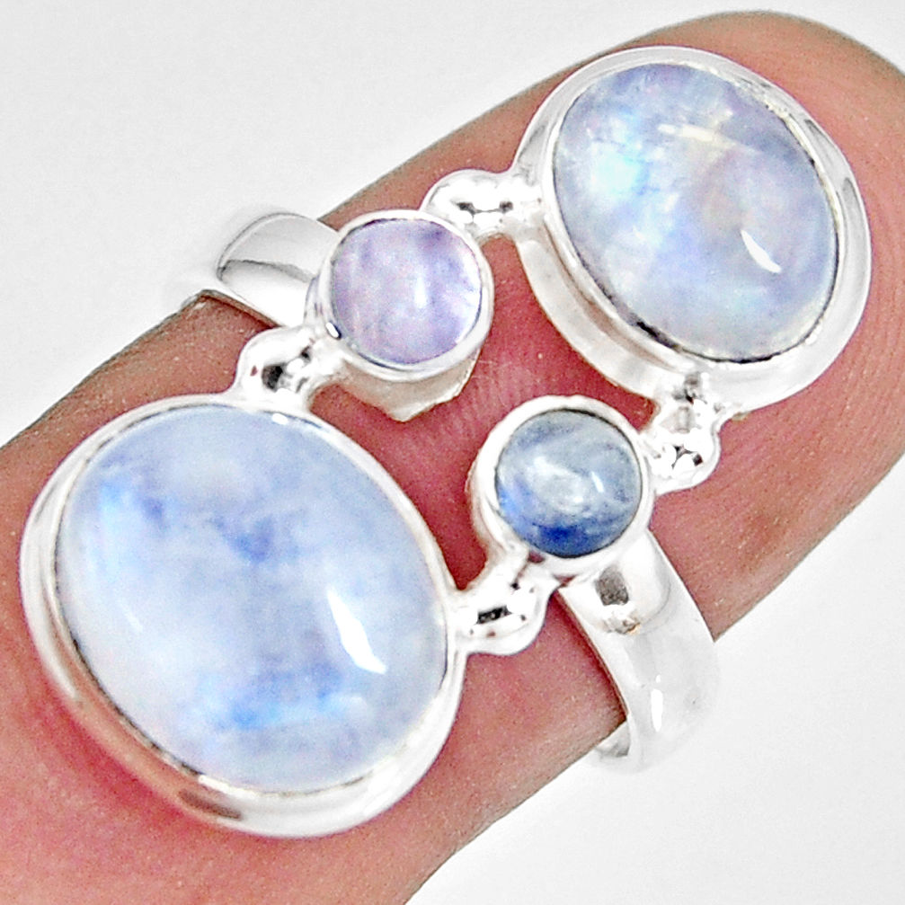 925 sterling silver 8.42cts natural rainbow moonstone oval ring size 8 r10993