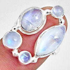 Clearance Sale- 11.23cts natural rainbow moonstone 925 sterling silver ring size 7 r10995