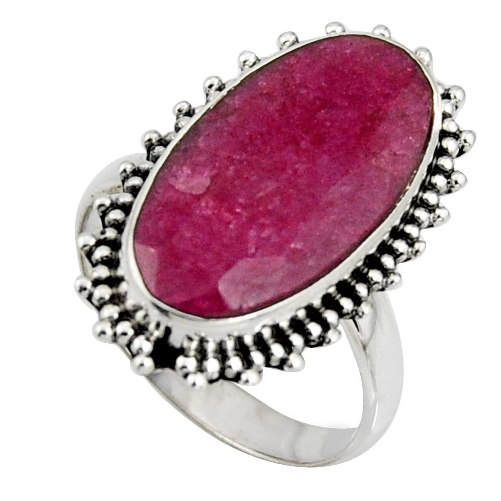 9.47cts natural red ruby 925 sterling silver solitaire ring size 7 r11405