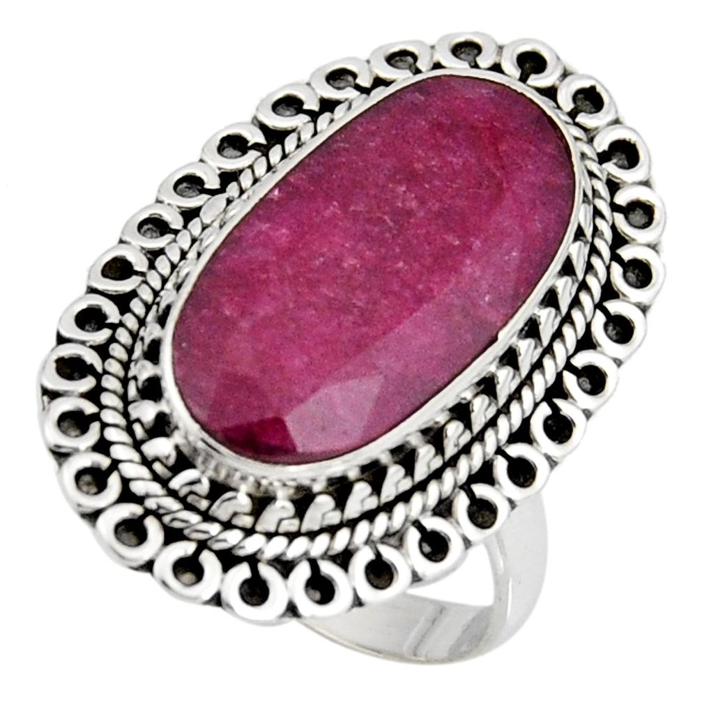 10.33cts natural red ruby 925 sterling silver solitaire ring size 8 r11413