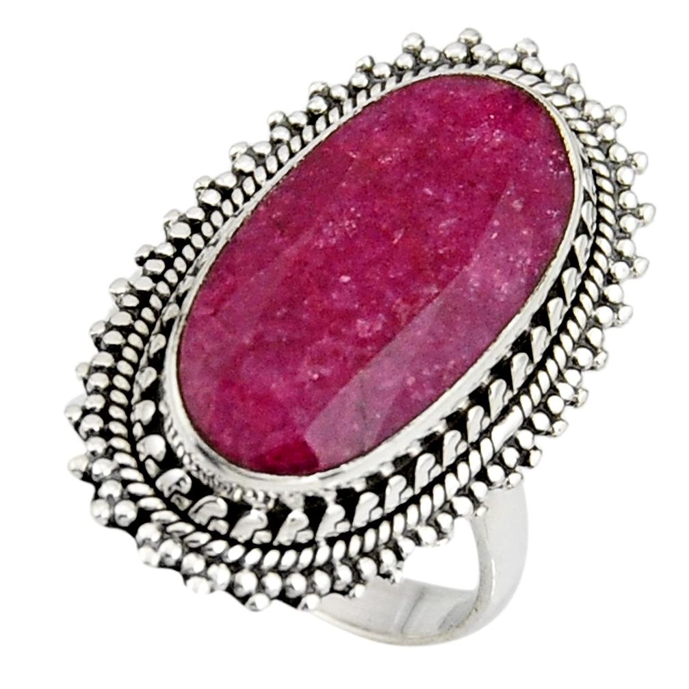 10.33cts natural red ruby 925 sterling silver solitaire ring size 7.5 r11414