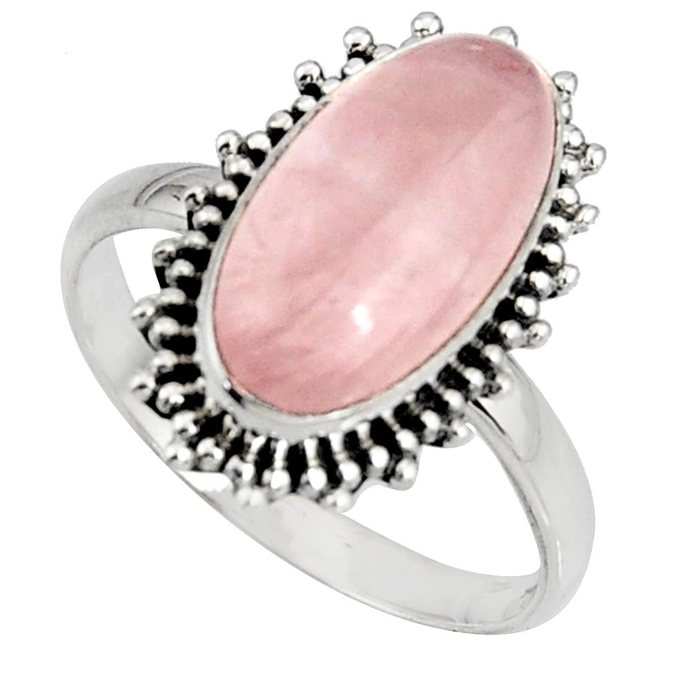 6.72cts natural pink rose quartz 925 silver solitaire ring jewelry size 9 r11438