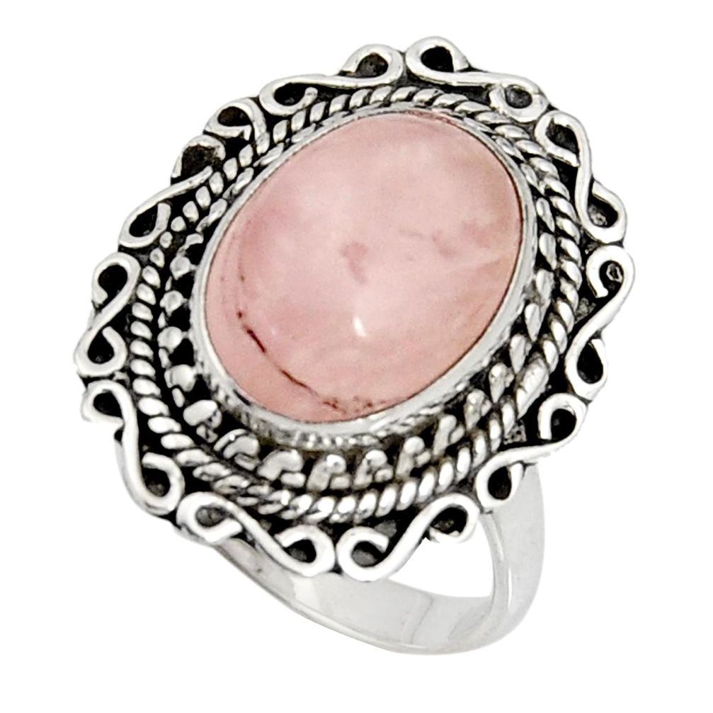 6.63cts natural pink rose quartz 925 silver solitaire ring jewelry size 8 r11439