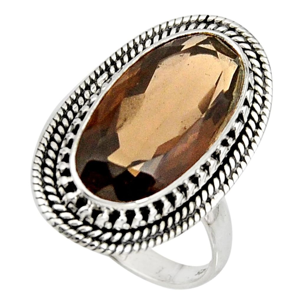 10.33cts brown smoky topaz 925 sterling silver solitaire ring size 9 r11441
