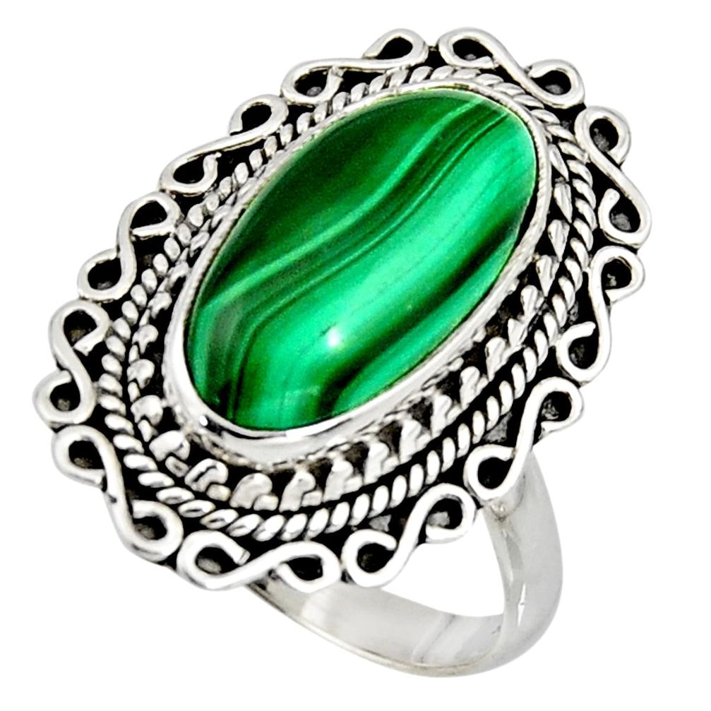 8.93cts natural green malachite 925 silver solitaire ring size 9 r11455