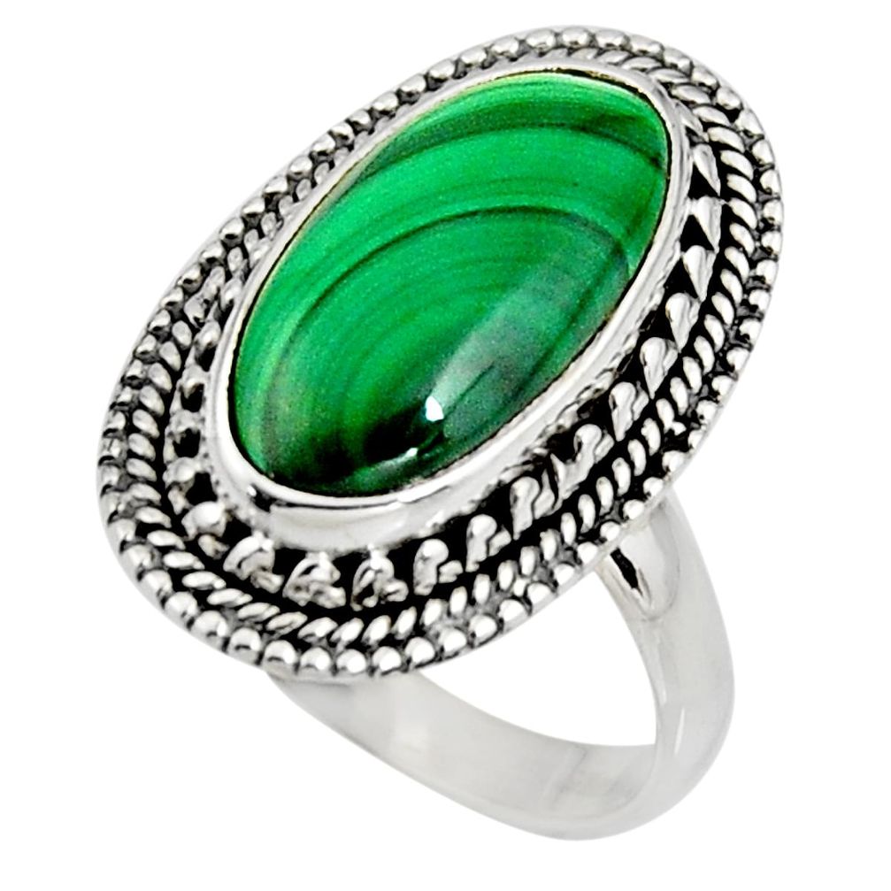 8.76cts natural green malachite 925 silver solitaire ring size 8.5 r11457