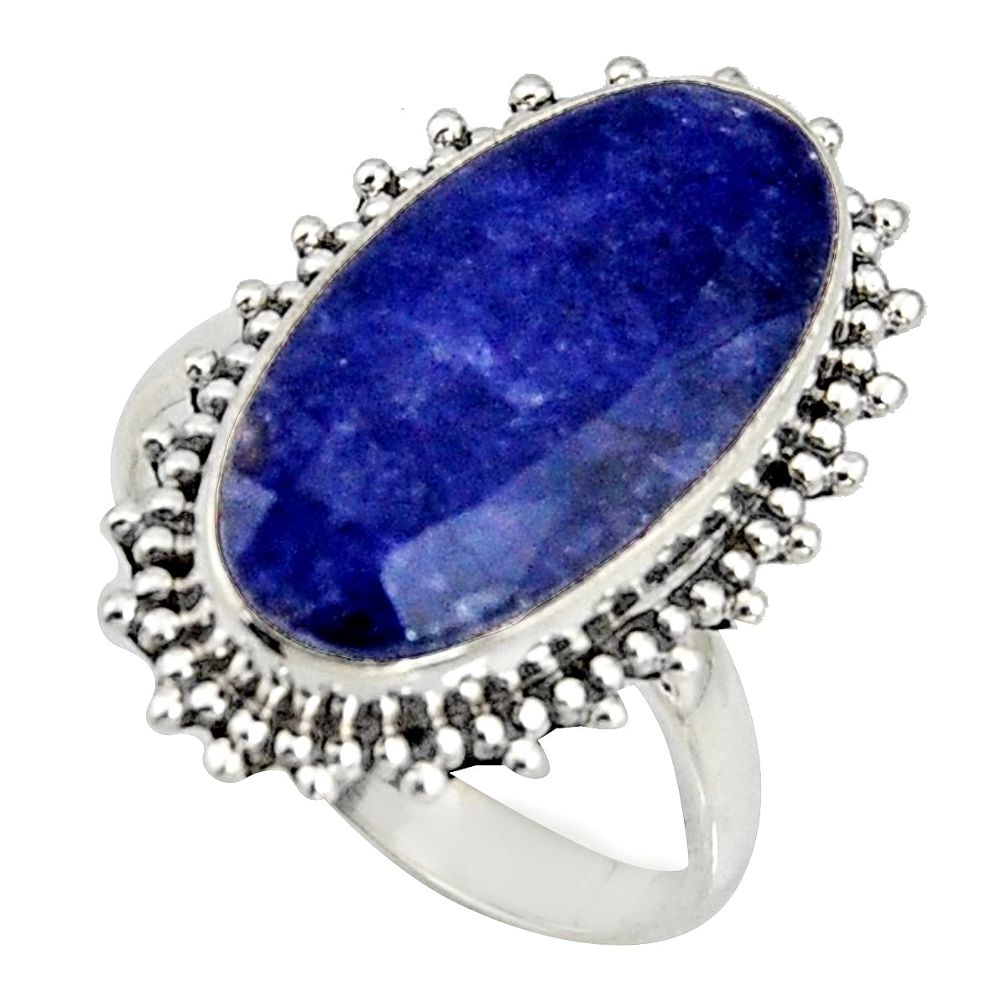 9.47cts natural blue sapphire 925 silver solitaire ring jewelry size 7.5 r11462