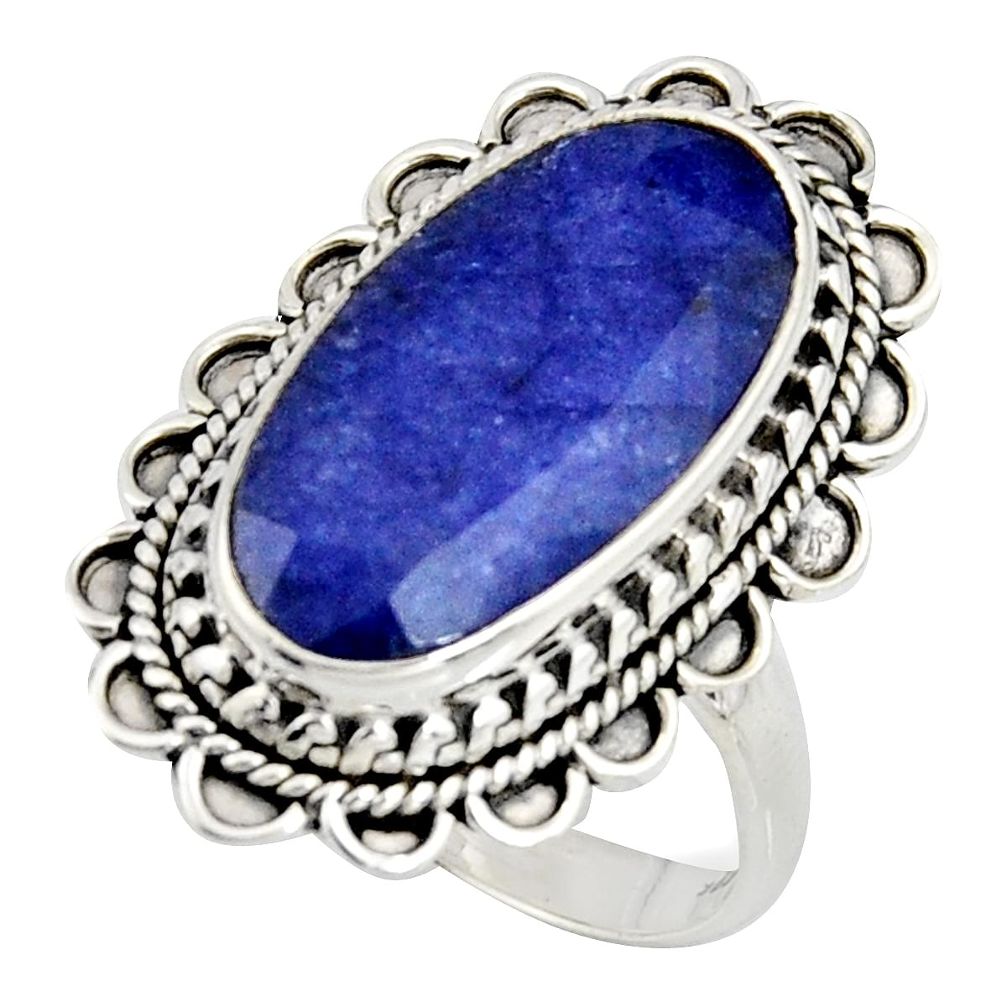 10.04cts natural blue sapphire 925 silver solitaire ring jewelry size 9 r11463