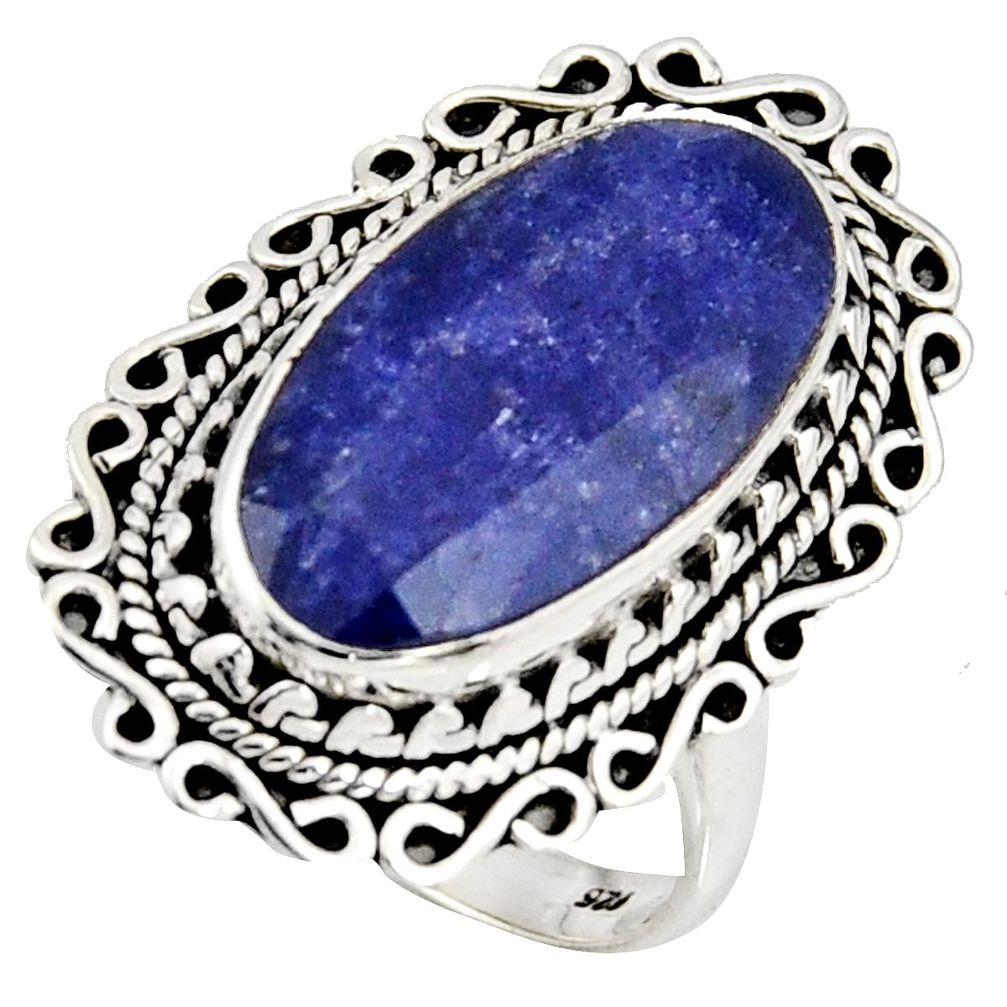 10.54cts natural blue sapphire 925 silver solitaire ring jewelry size 8 r11469