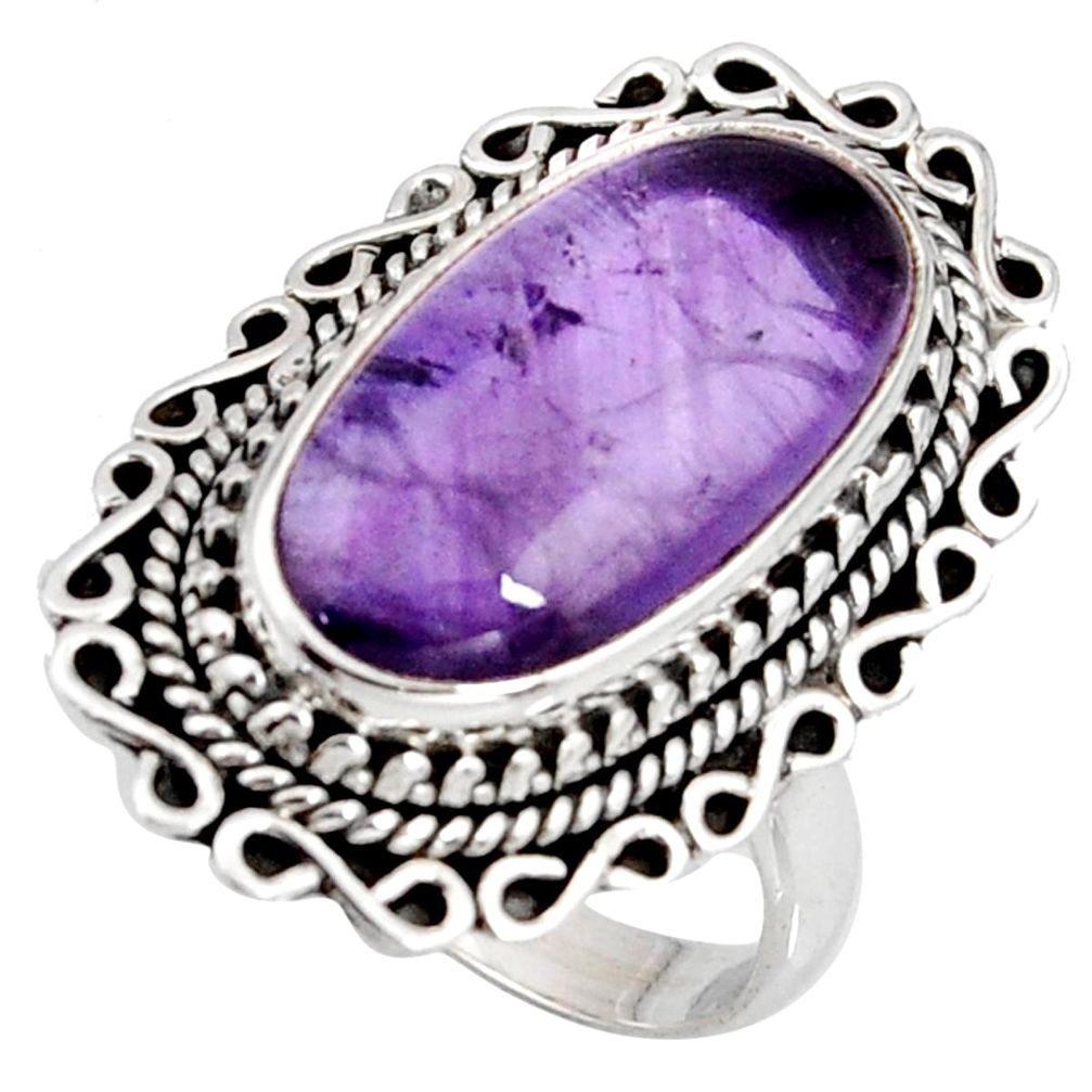 925 silver 11.22cts natural purple amethyst solitaire ring jewelry size 9 r11484