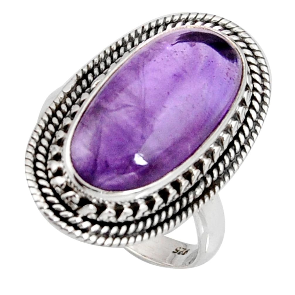 10.04cts natural purple amethyst 925 silver solitaire ring size 8.5 r11486