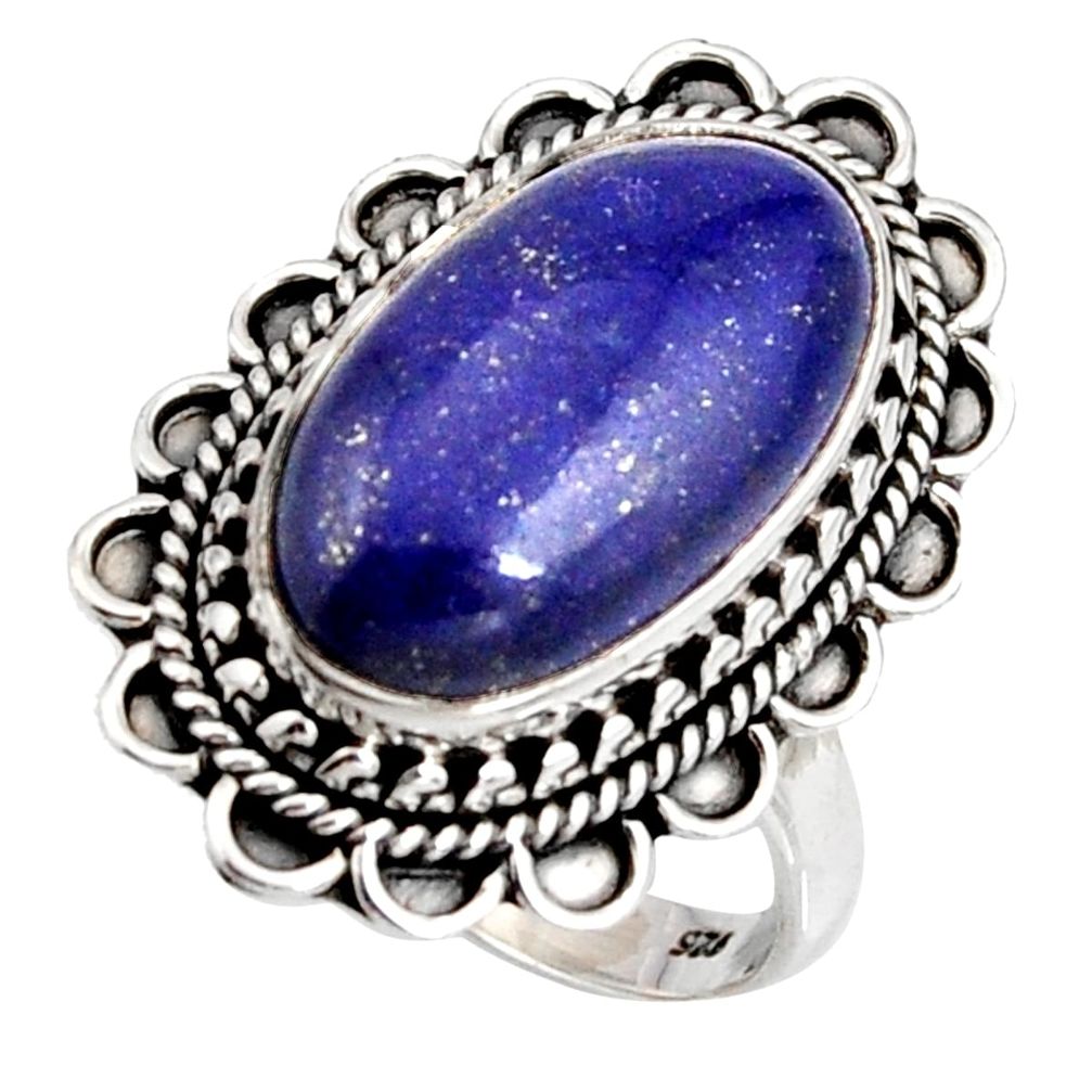 8.65cts natural blue lapis lazuli 925 silver solitaire ring size 8 r11492