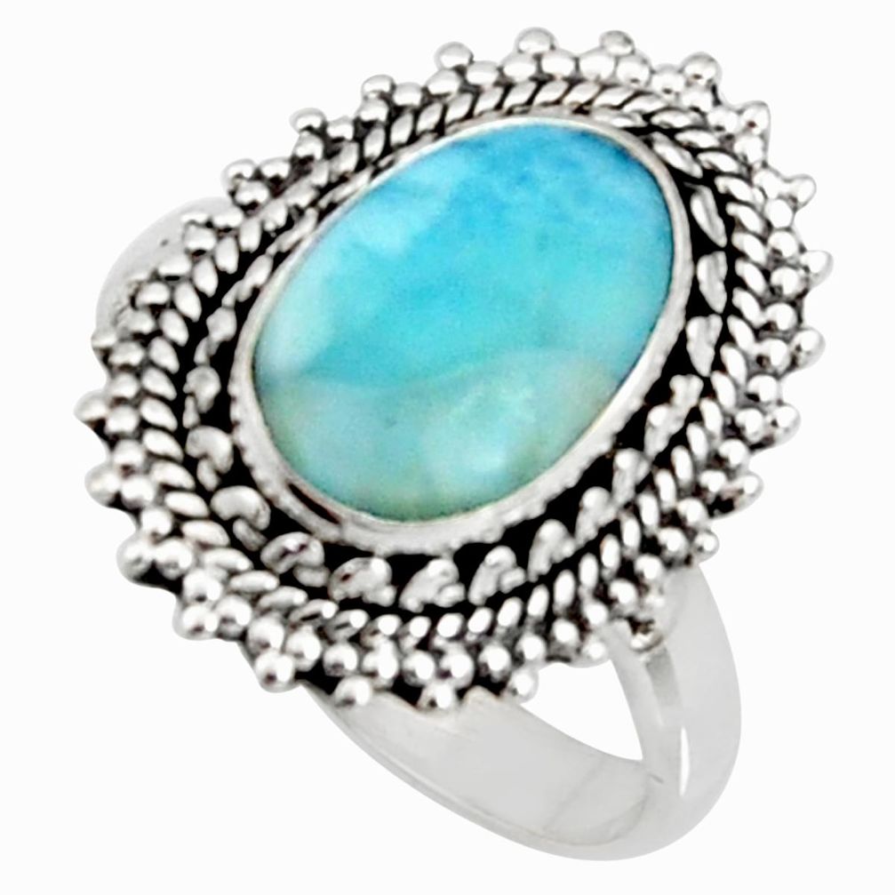4.73cts natural blue larimar 925 silver solitaire ring jewelry size 9 r11508