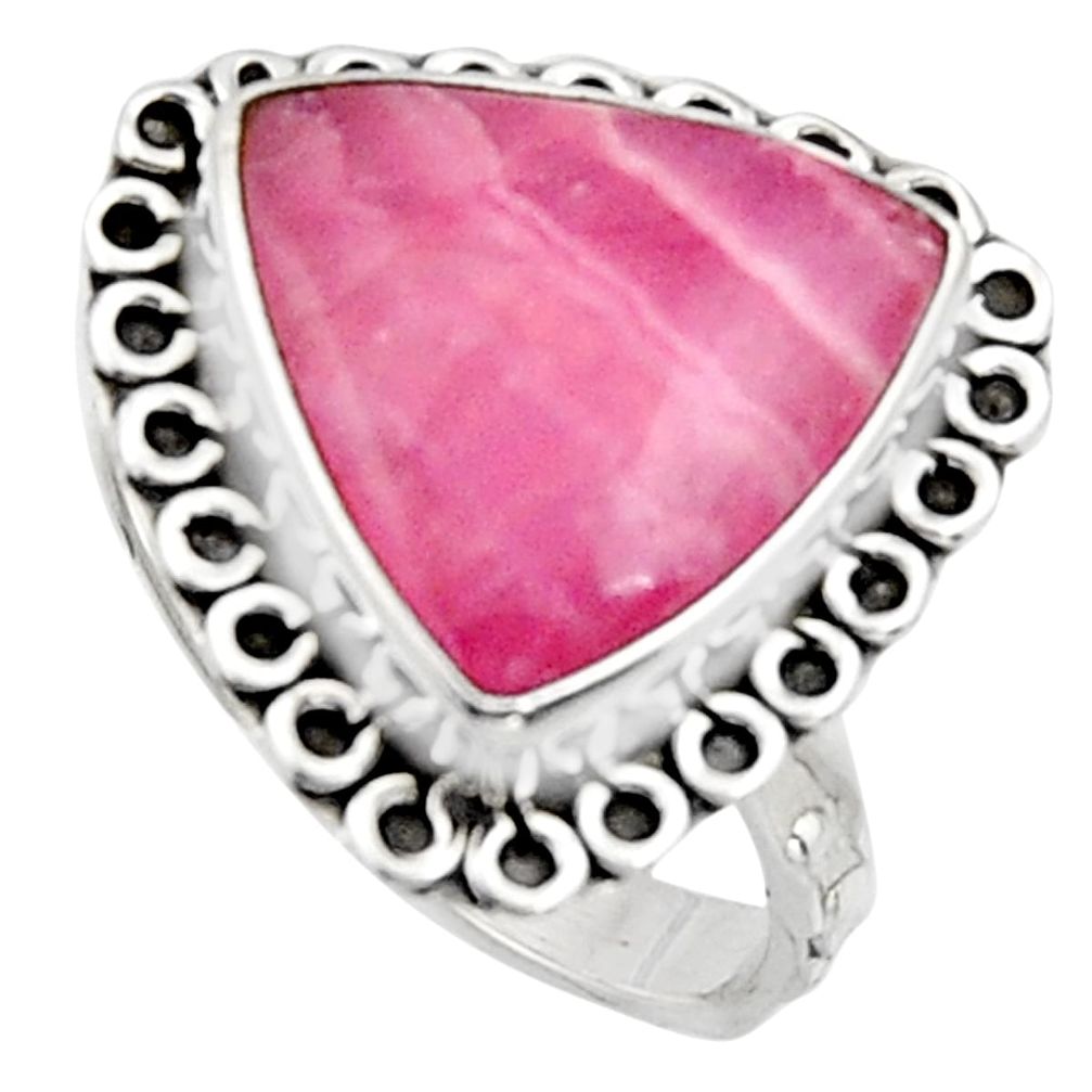 8.77cts natural rhodochrosite inca rose 925 silver solitaire ring size 8 r11521