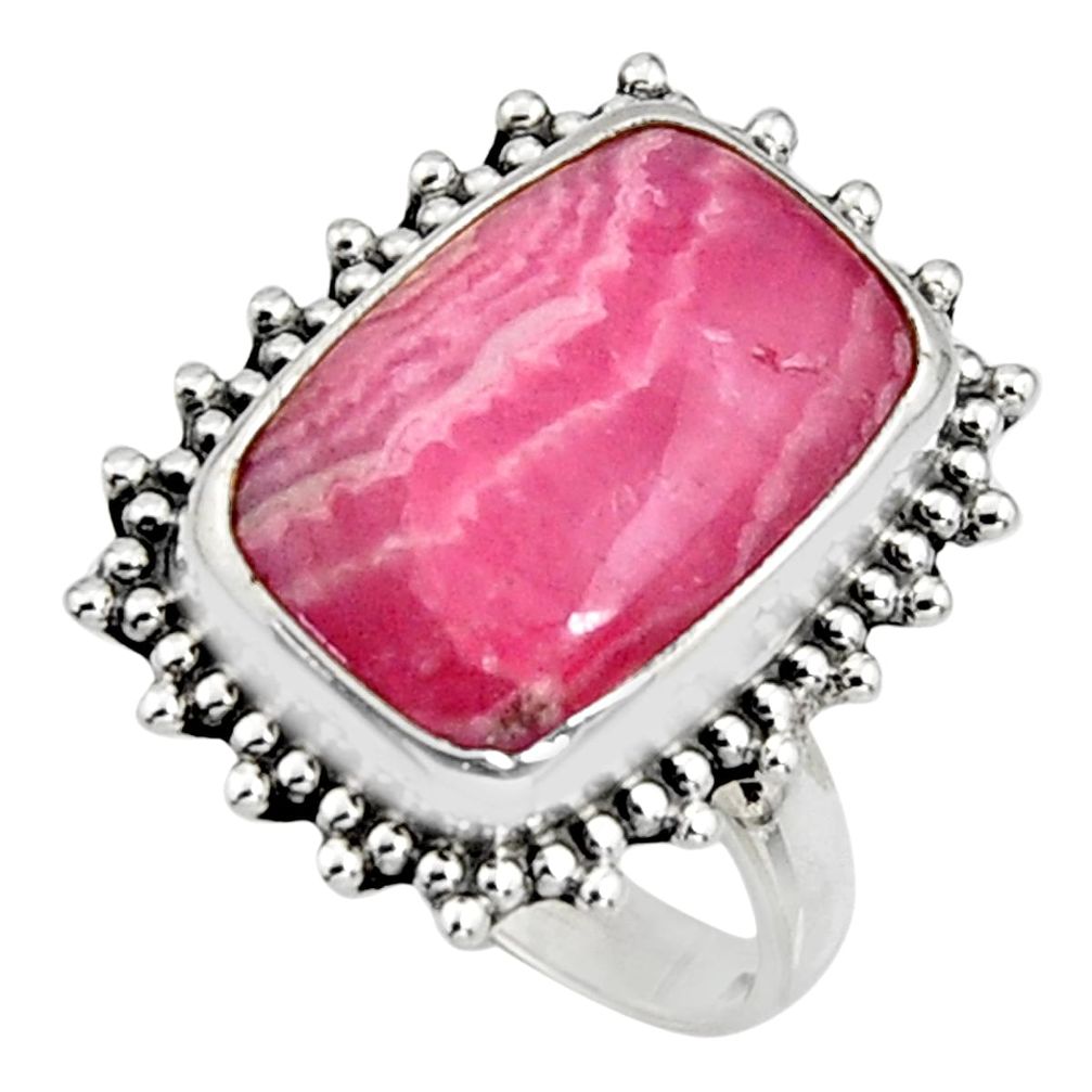 925 silver 8.96cts natural rhodochrosite inca rose solitaire ring size 8 r11525