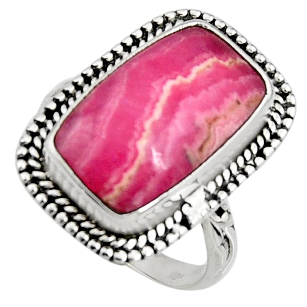 925 silver 9.13cts natural rhodochrosite inca rose solitaire ring size 9 r11528