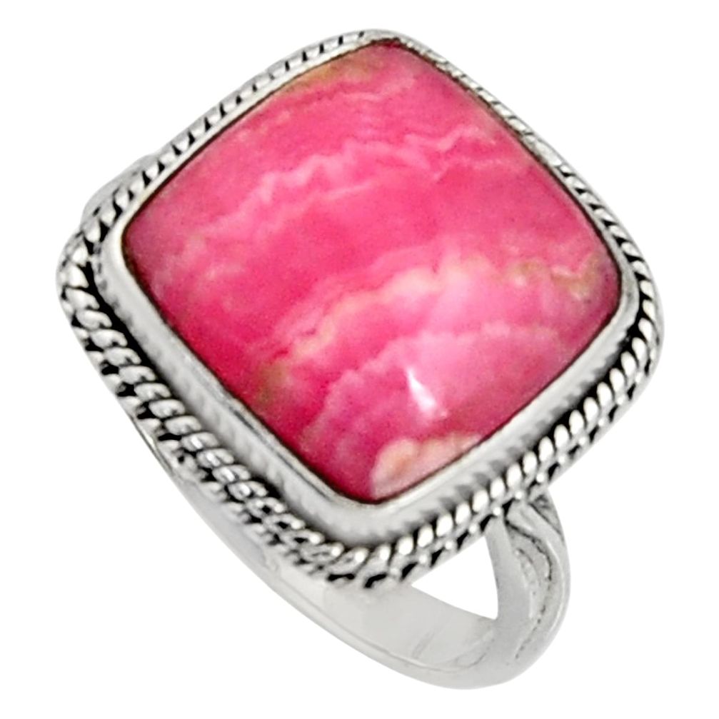 9.42cts natural rhodochrosite inca rose silver solitaire ring size 8.5 r11530