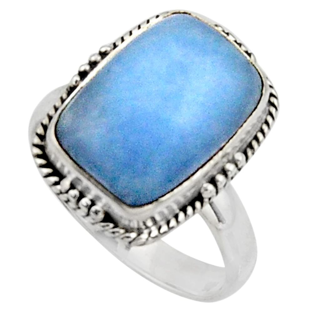 6.58cts natural blue owyhee opal 925 silver solitaire ring jewelry size 8 r11543