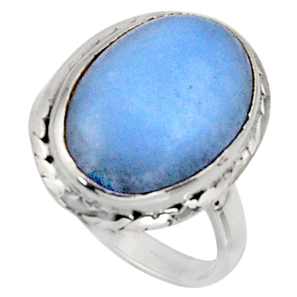 9.54cts natural blue owyhee opal 925 silver solitaire ring jewelry size 7 r11548