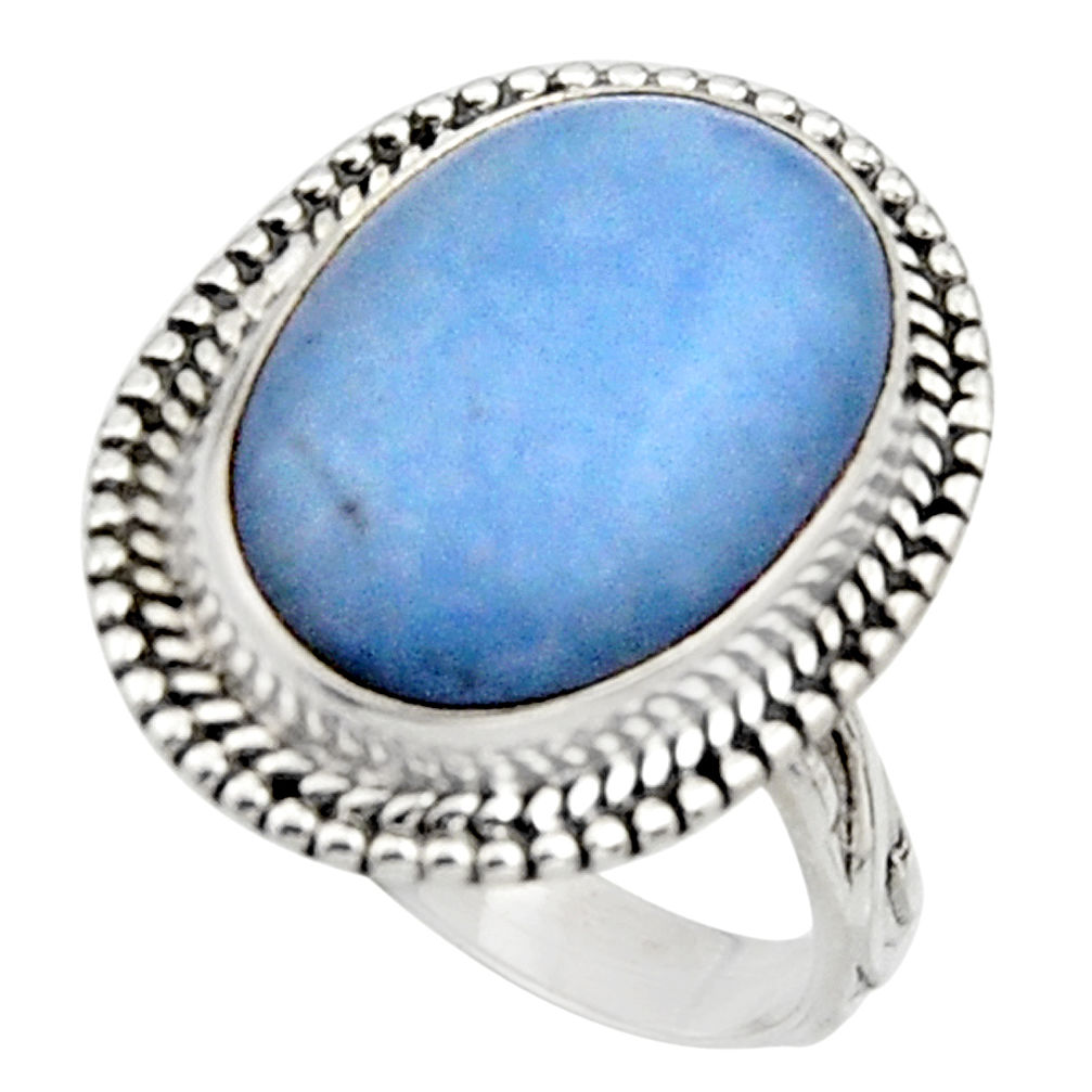 10.60cts natural blue owyhee opal 925 silver solitaire ring size 8.5 r11550