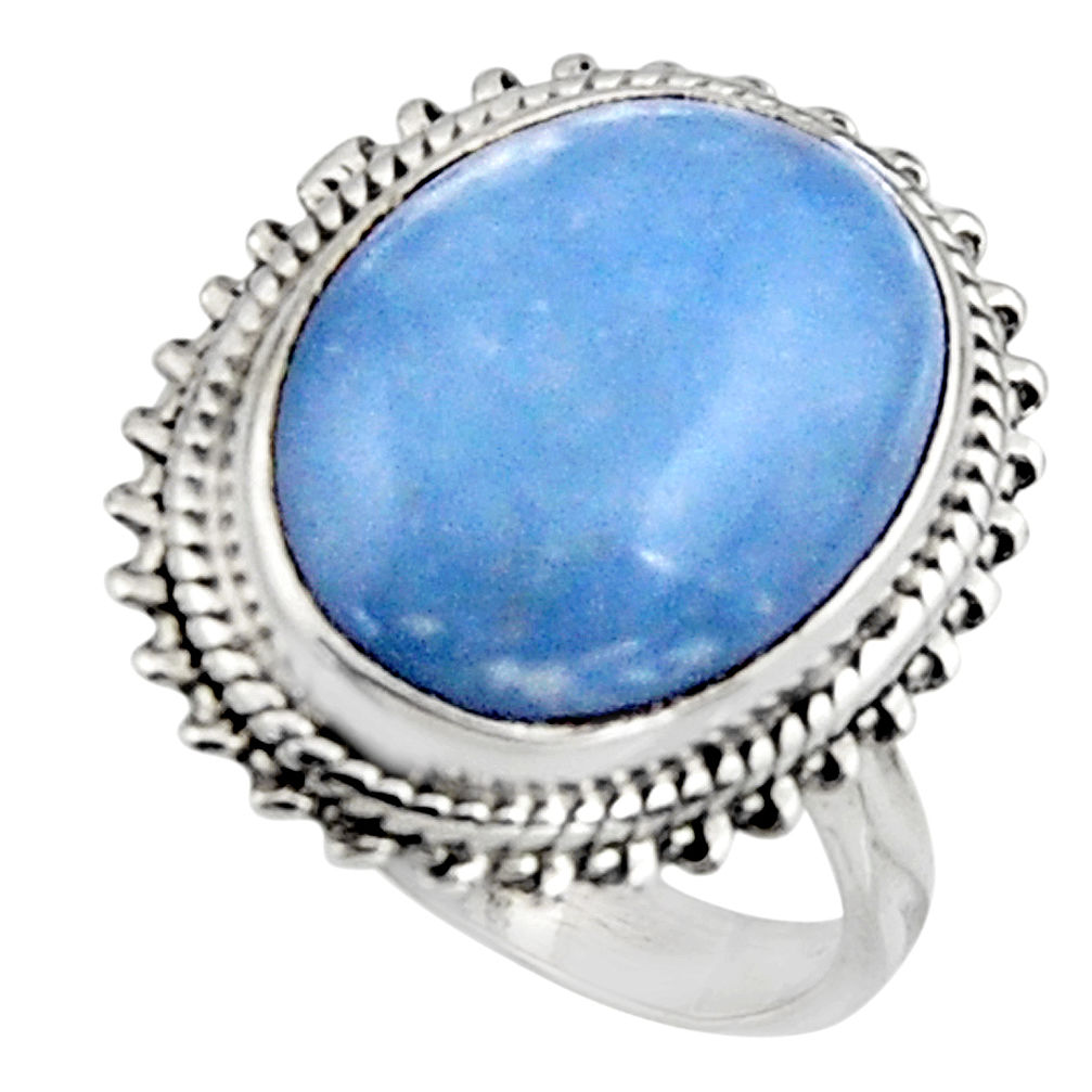 9.86cts natural blue owyhee opal 925 silver solitaire ring size 7.5 r11552