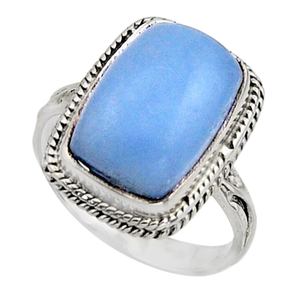 6.58cts natural blue owyhee opal 925 silver solitaire ring size 7.5 r11554
