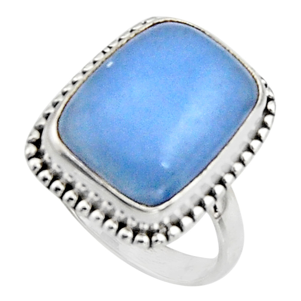 10.60cts natural blue owyhee opal 925 silver solitaire ring size 7.5 r11556