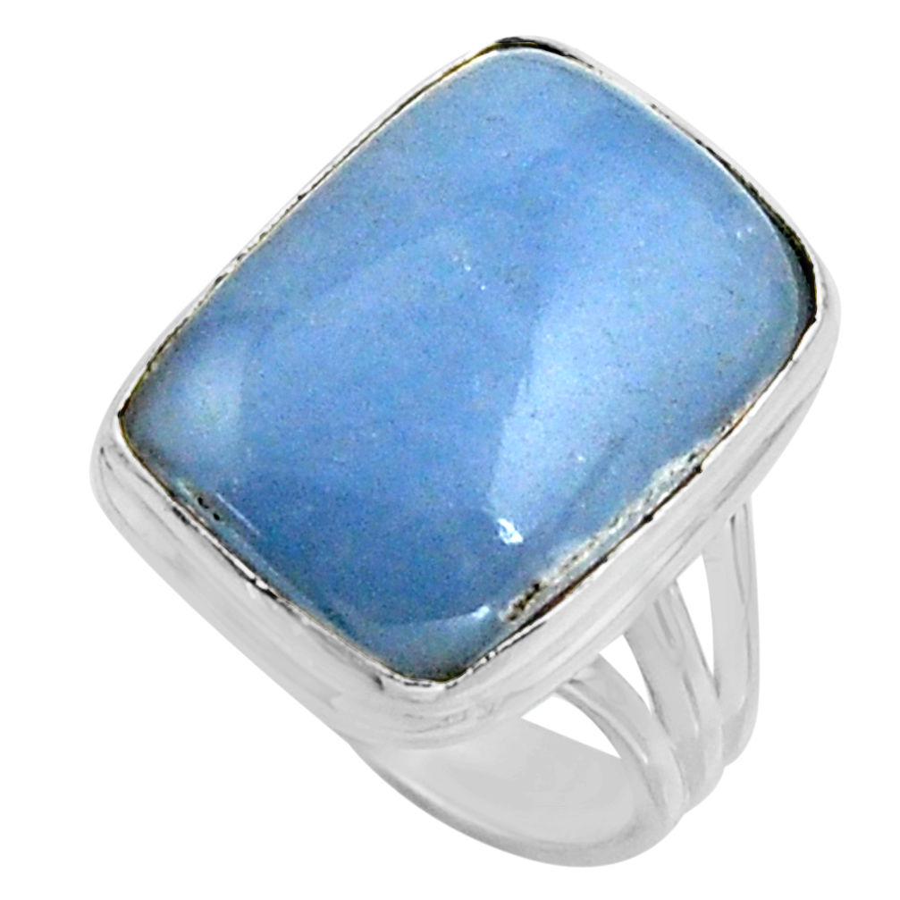 13.79cts natural blue owyhee opal 925 silver solitaire ring size 8 r11597