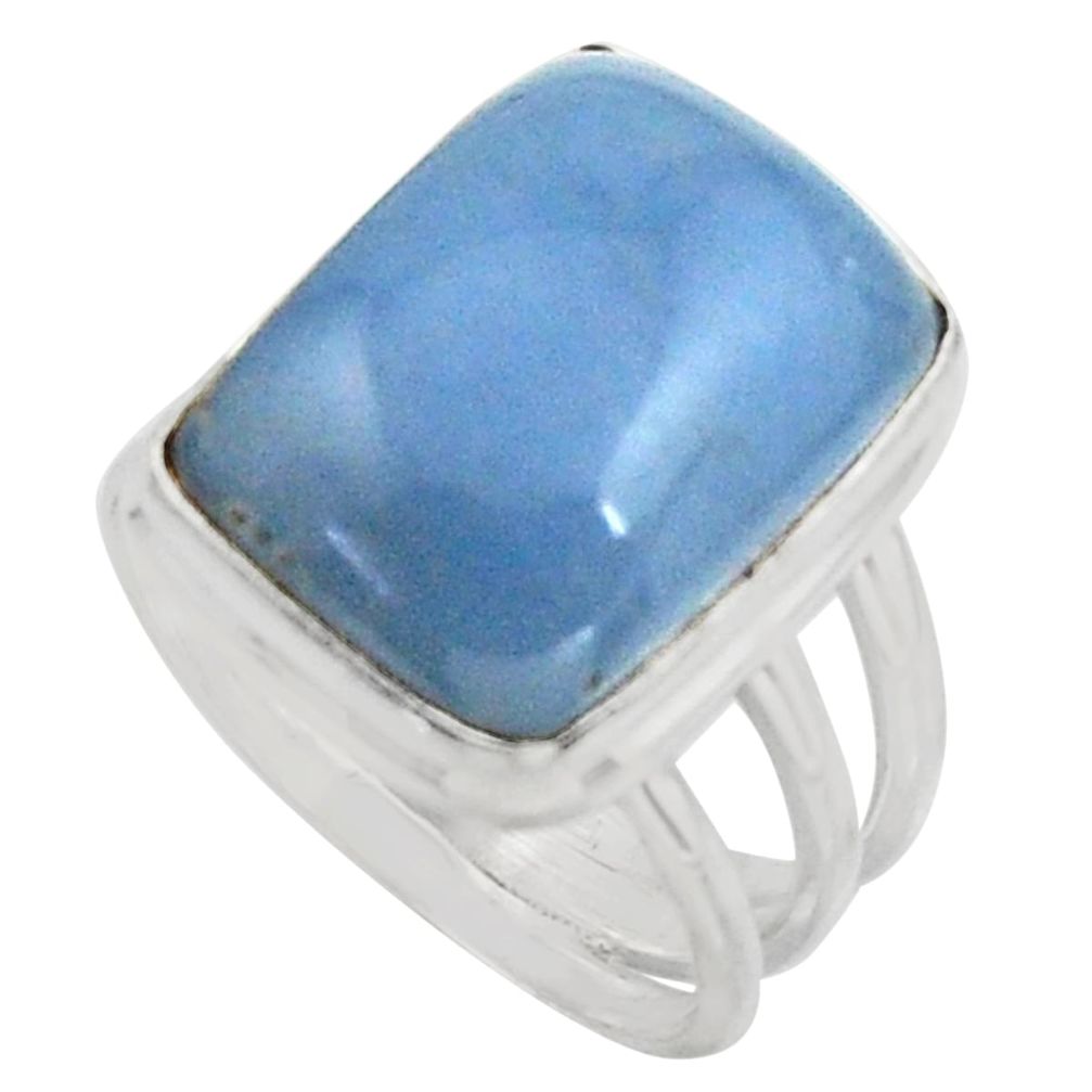 13.07cts natural blue owyhee opal 925 silver solitaire ring size 8 r11600