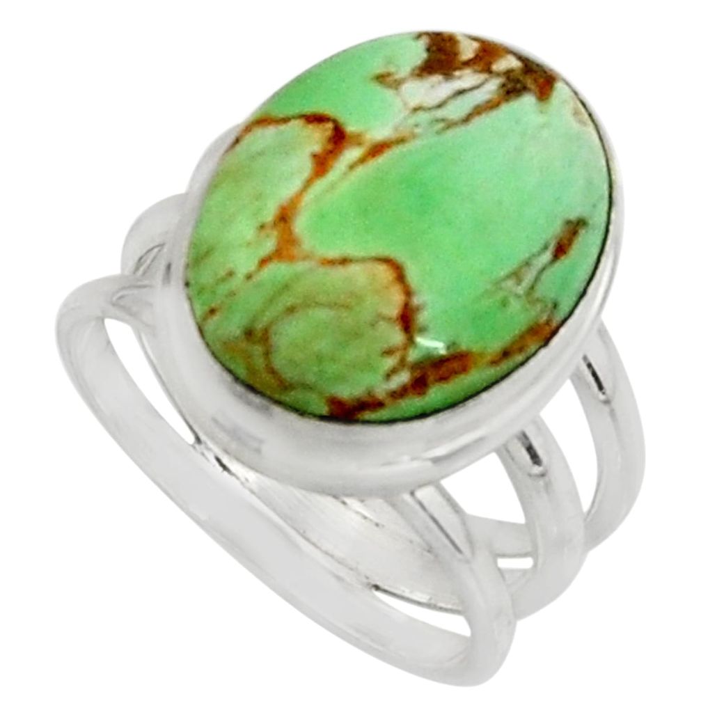 10.24cts natural green variscite 925 silver solitaire ring size 6.5 r11622
