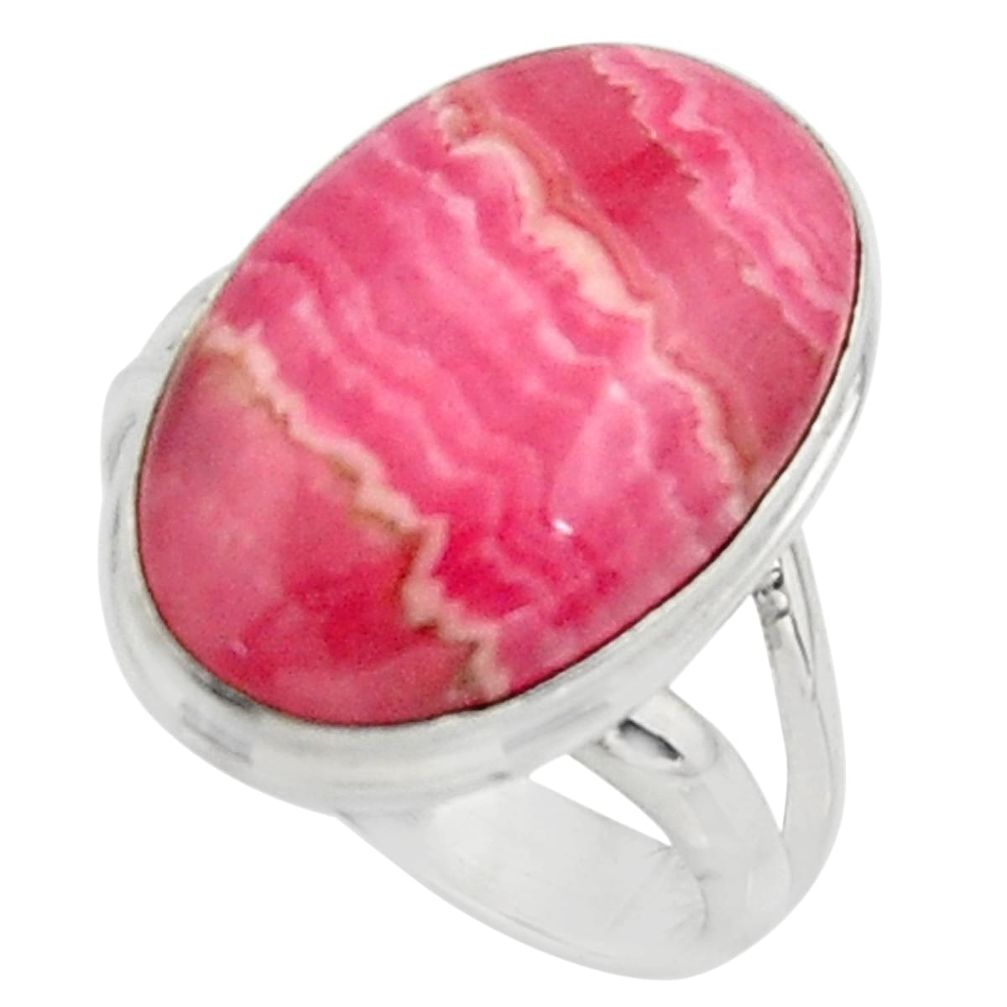 16.70cts natural rhodochrosite inca rose 925 silver solitaire ring size 8 r11627