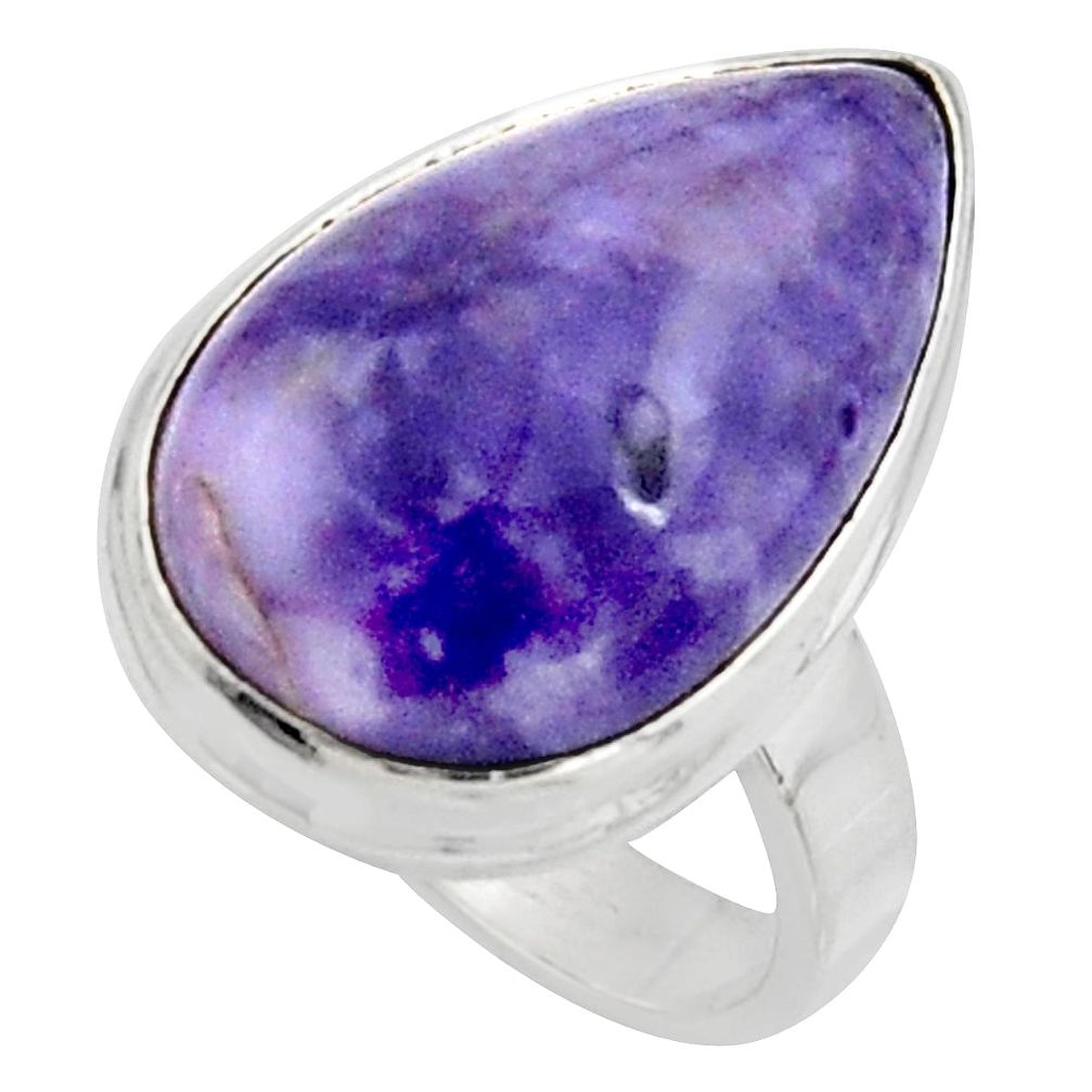 14.23cts natural purple tiffany stone 925 silver solitaire ring size 7 r11631