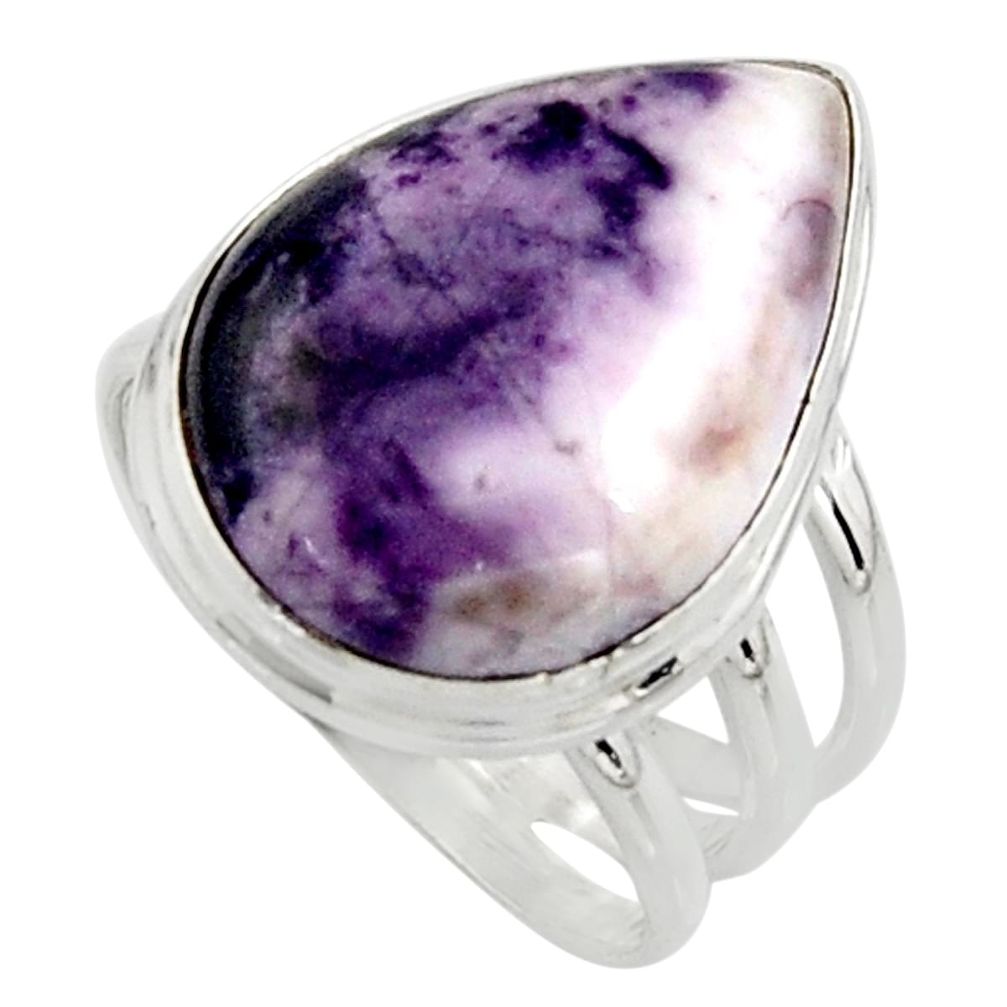 14.47cts natural purple tiffany stone 925 silver solitaire ring size 8 r11632